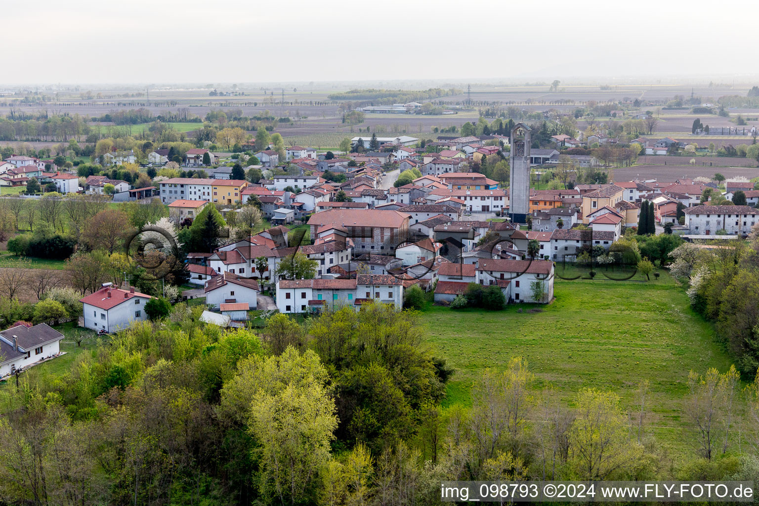 Aerial photograpy of Barbeano in the state Friuli Venezia Giulia, Italy