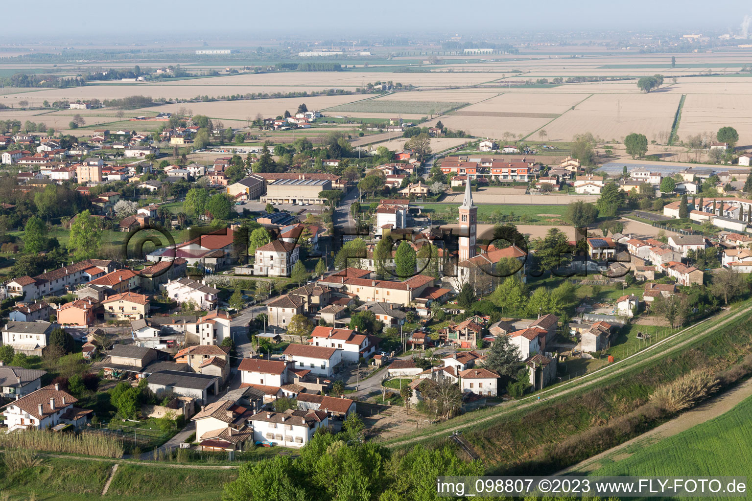 Aerial view of Latisanotta in the state Friuli Venezia Giulia, Italy