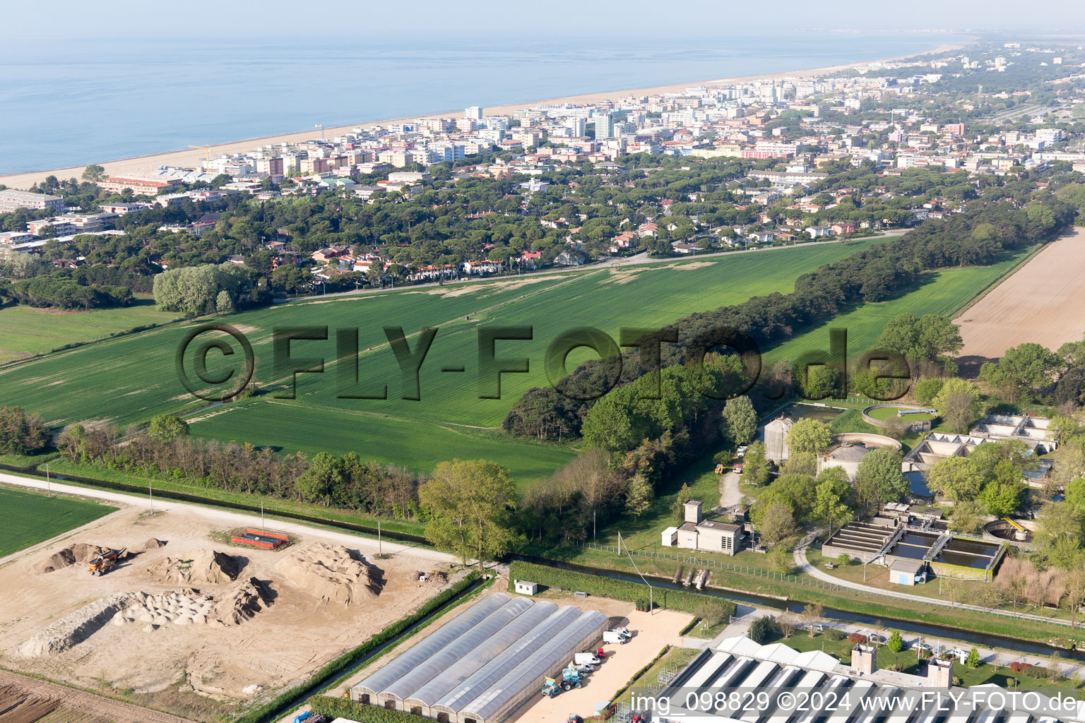 Lignano Riviera in the state Friuli Venezia Giulia, Italy viewn from the air