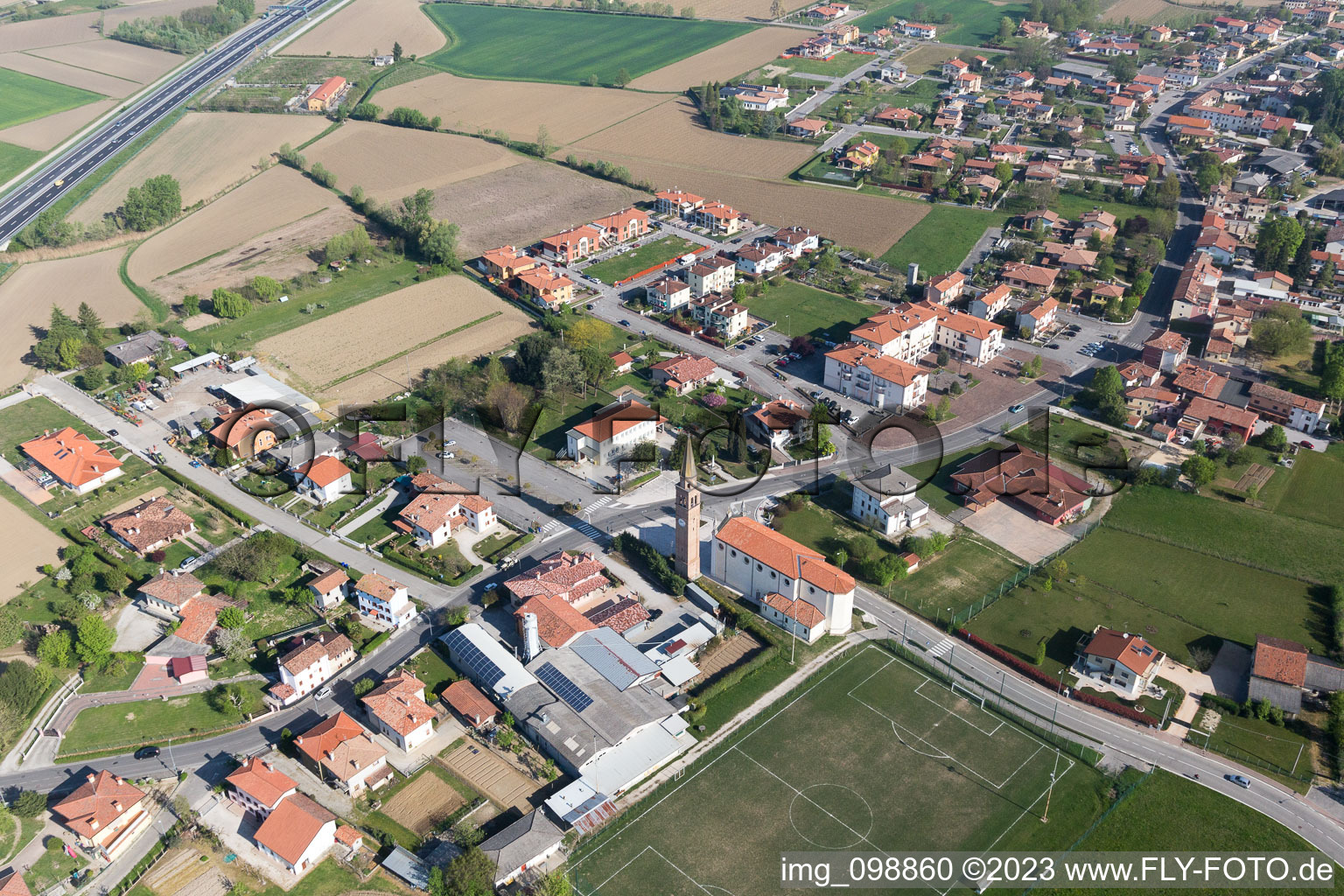 Aerial view of Giai in the state Veneto, Italy
