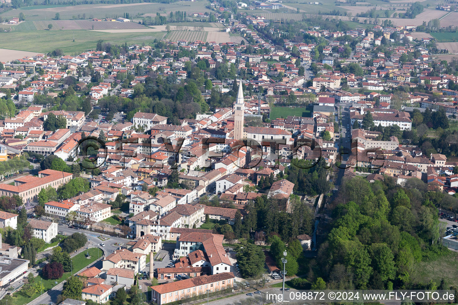 Aerial view of San Vito al Tagliamento in the state Pordenone, Italy