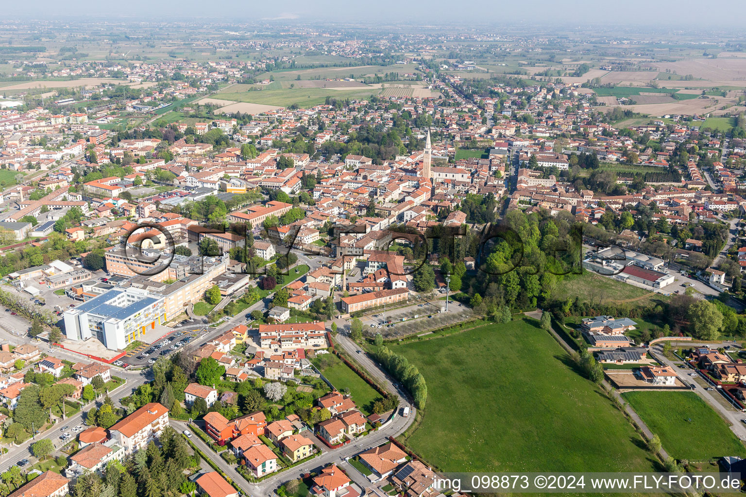 Town View of the streets and houses of the residential areas in San Vito al Tagliamento in Friuli-Venezia Giulia, Italy