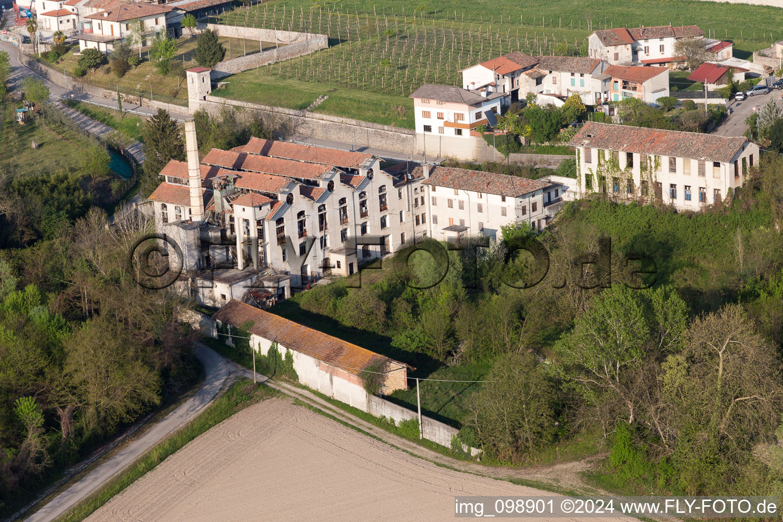 Aerial view of Dignano in the state Friuli Venezia Giulia, Italy