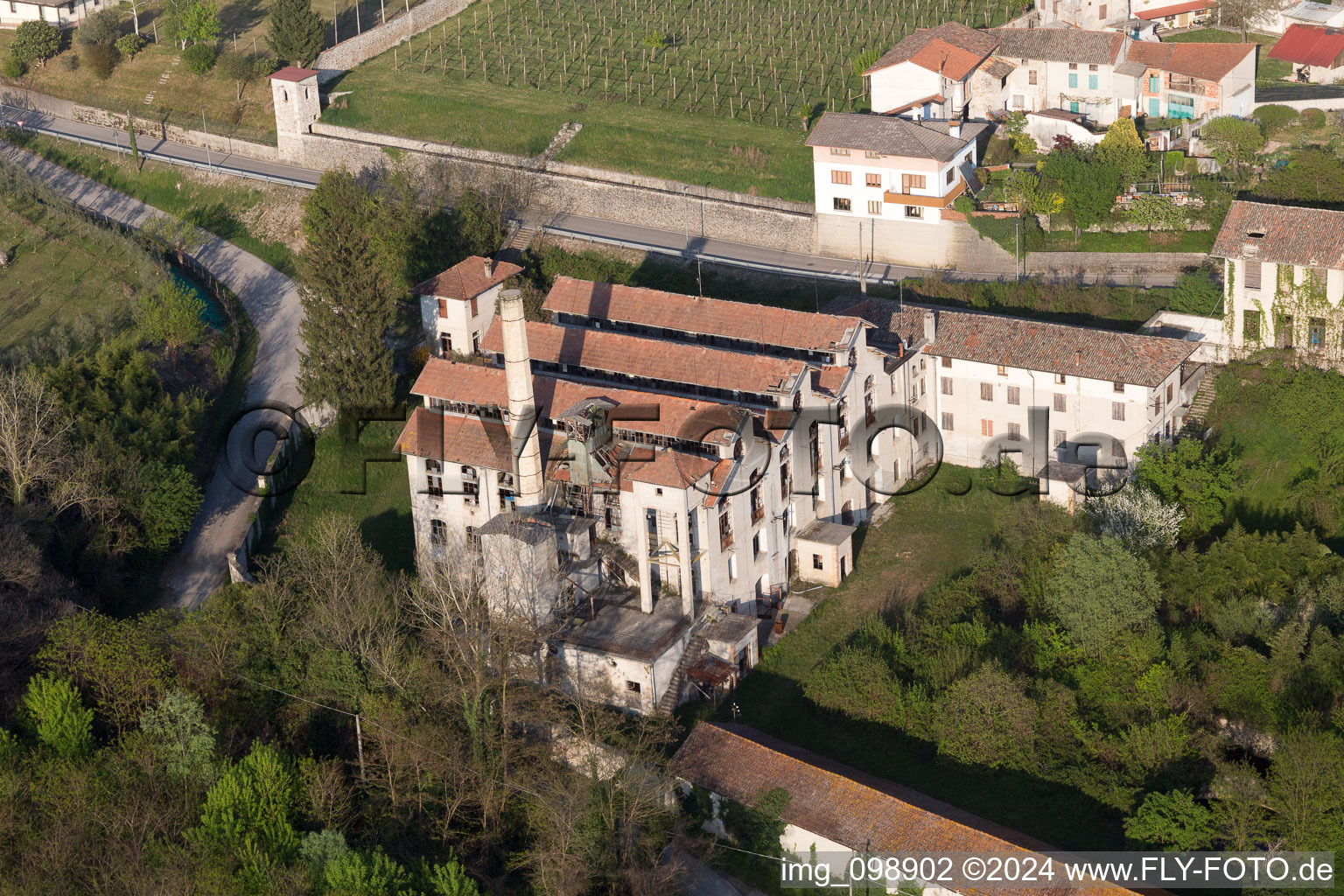 Aerial photograpy of Dignano in the state Friuli Venezia Giulia, Italy