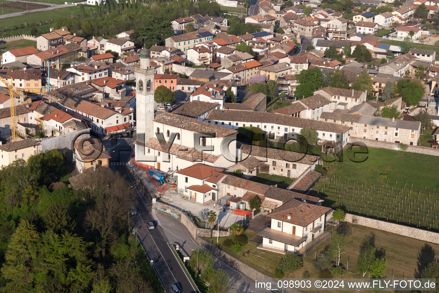 Oblique view of Dignano in the state Friuli Venezia Giulia, Italy