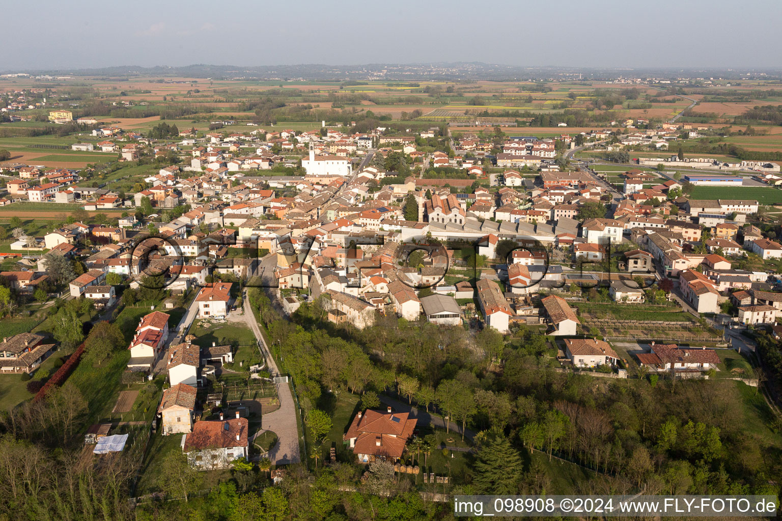 Oblique view of Carpacco in the state Friuli Venezia Giulia, Italy