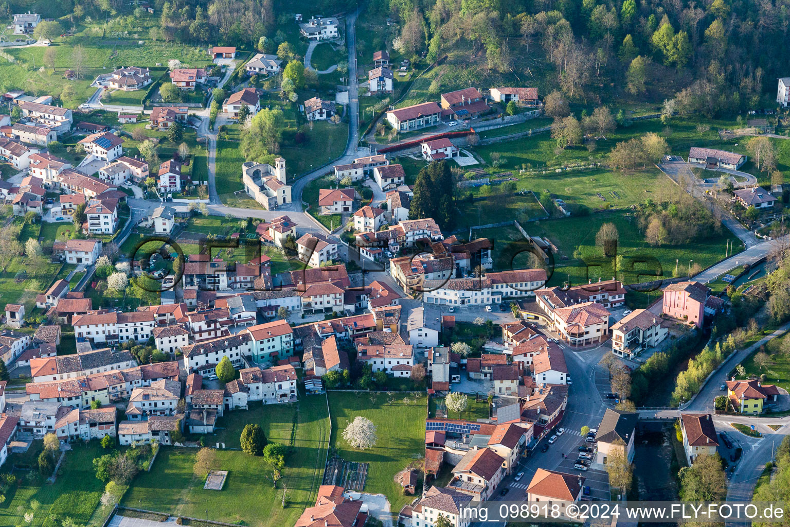 Village view in Travesio in the state Pordenone, Italy