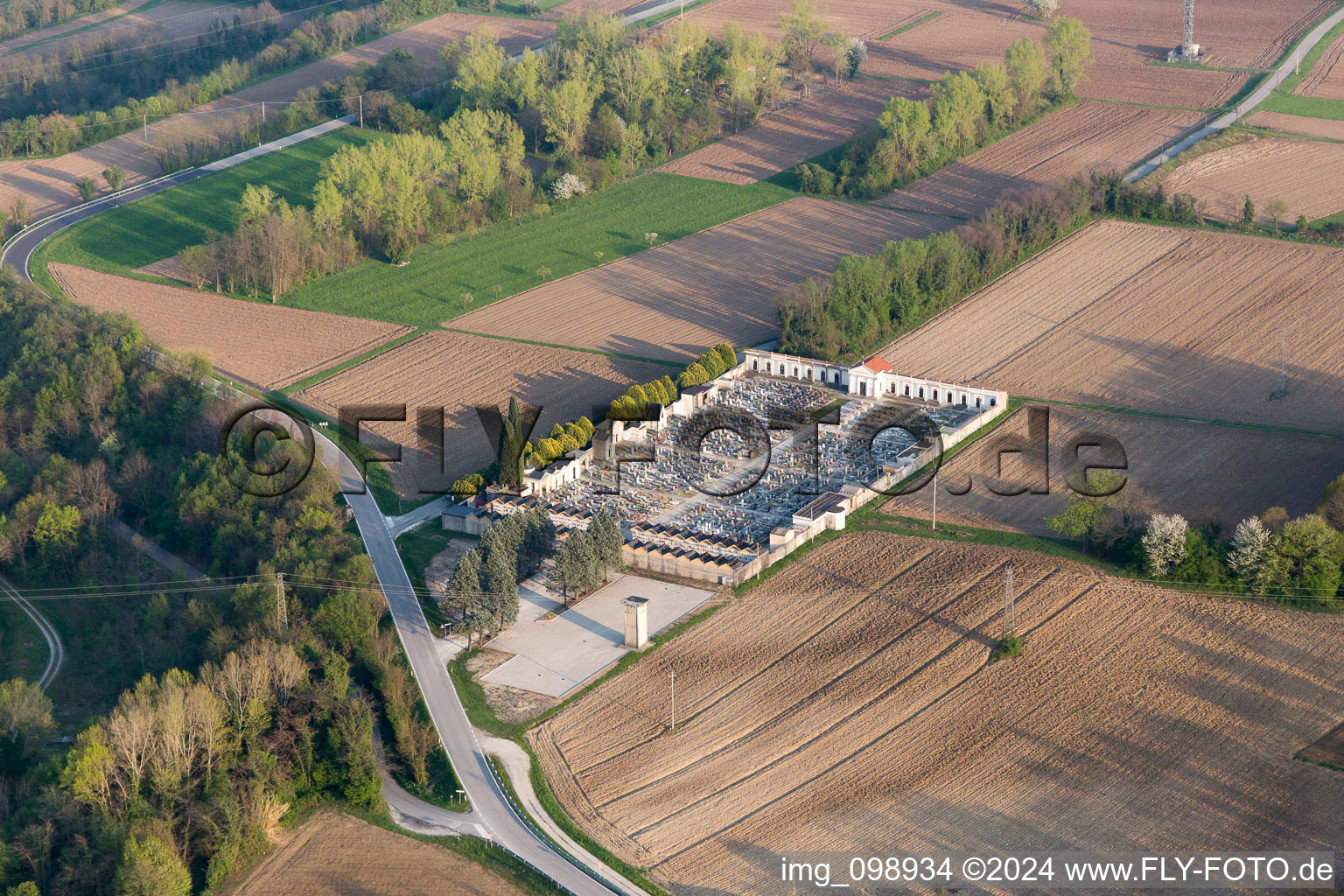 Aerial view of Cavasso Nuovo in the state Pordenone, Italy