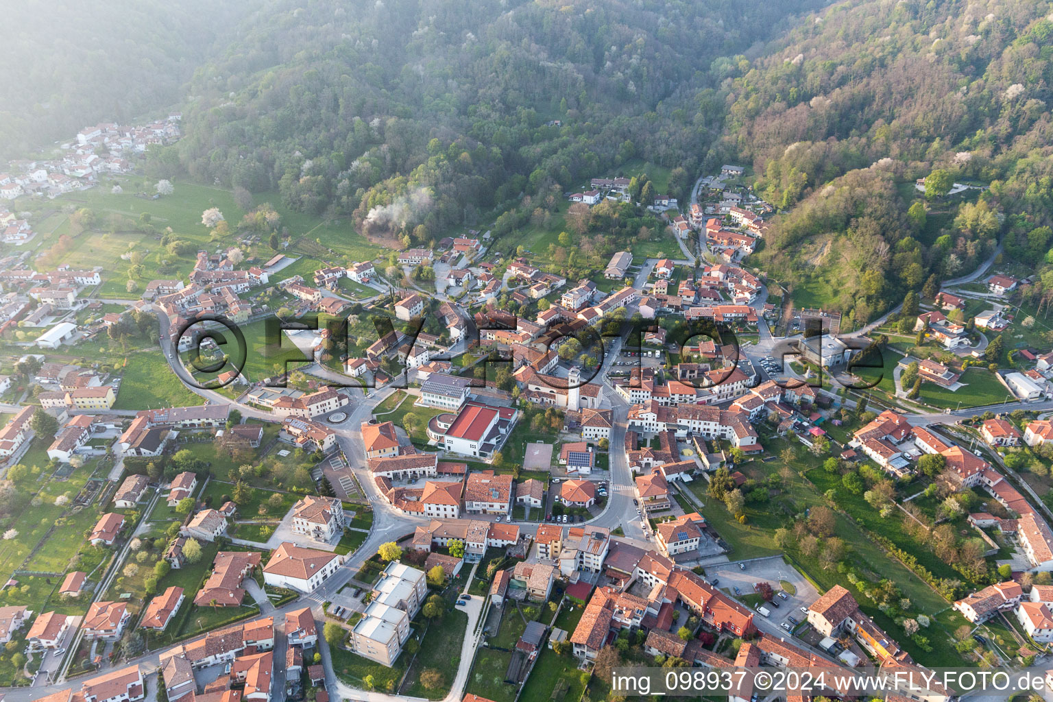 Aerial photograpy of Fanna in the state Friuli Venezia Giulia, Italy