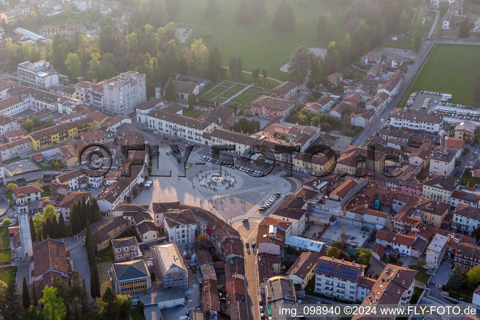 Market downtown in Maniago in Friuli-Venezia Giulia, Italy