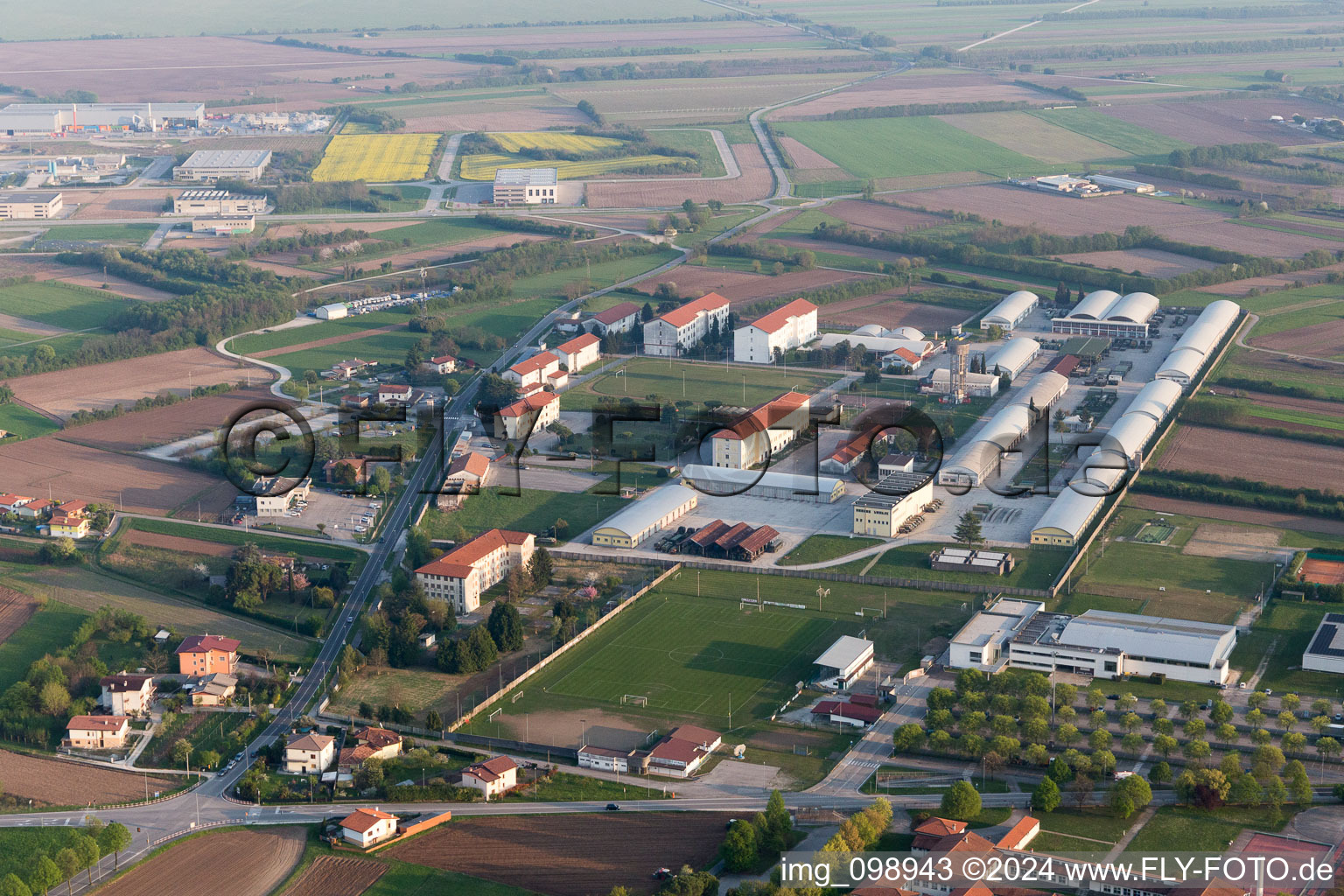 Aerial view of Maniago in the state Pordenone, Italy