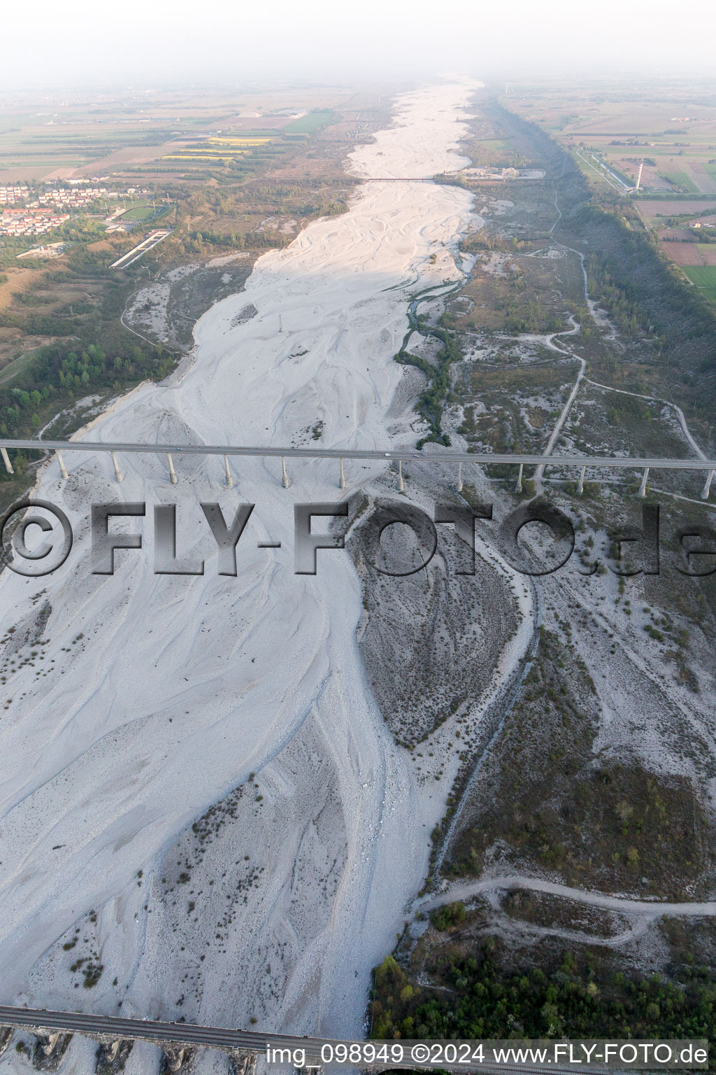 Aerial photograpy of Montereale Valcellina in the state Pordenone, Italy