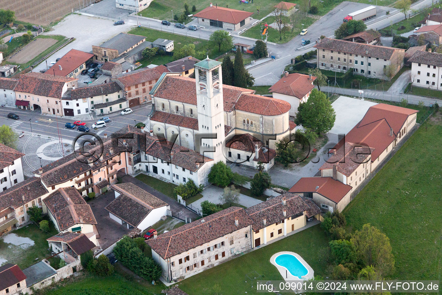 Aerial photograpy of Arzene in the state Friuli Venezia Giulia, Italy