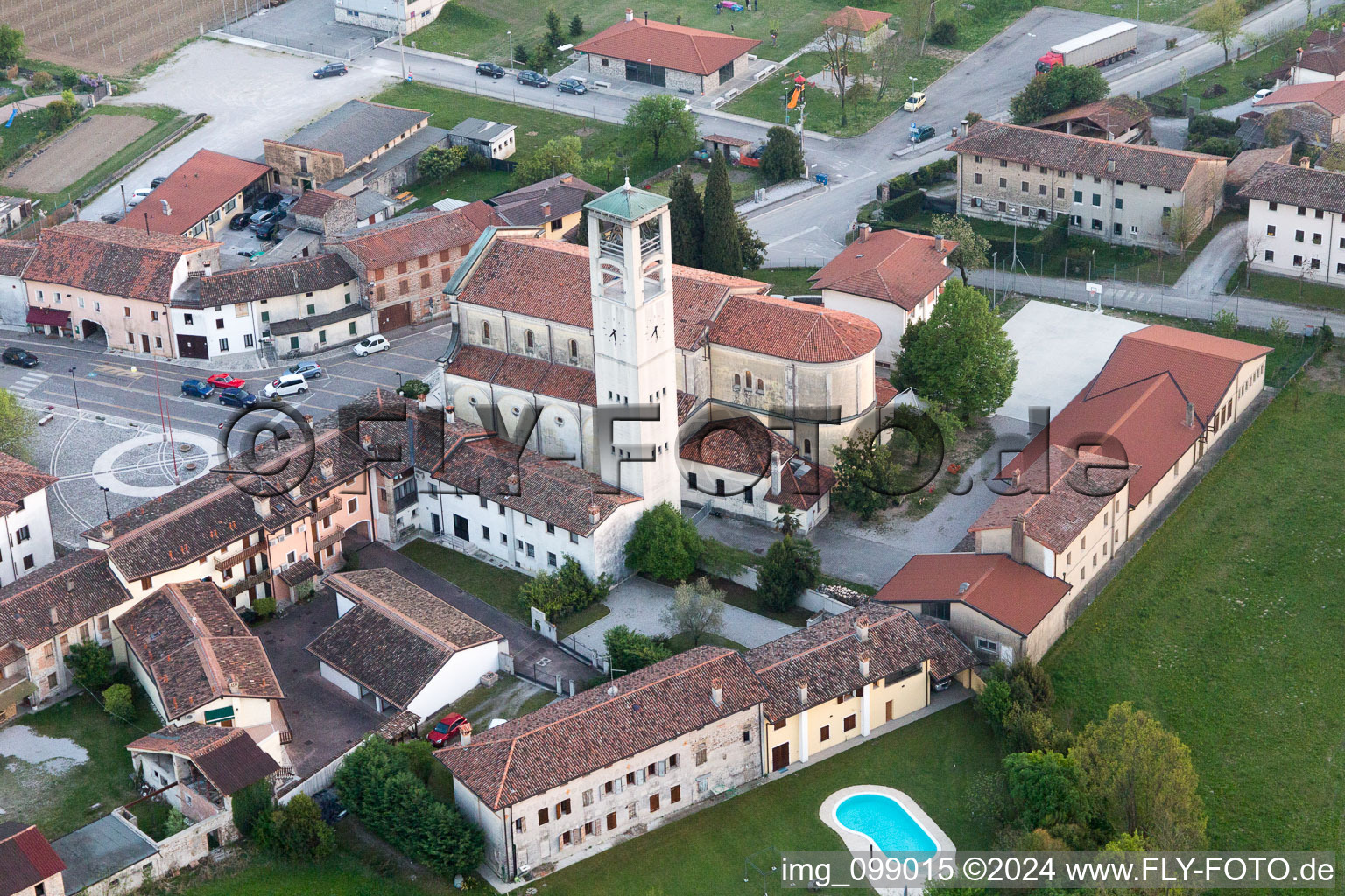 Oblique view of Arzene in the state Friuli Venezia Giulia, Italy