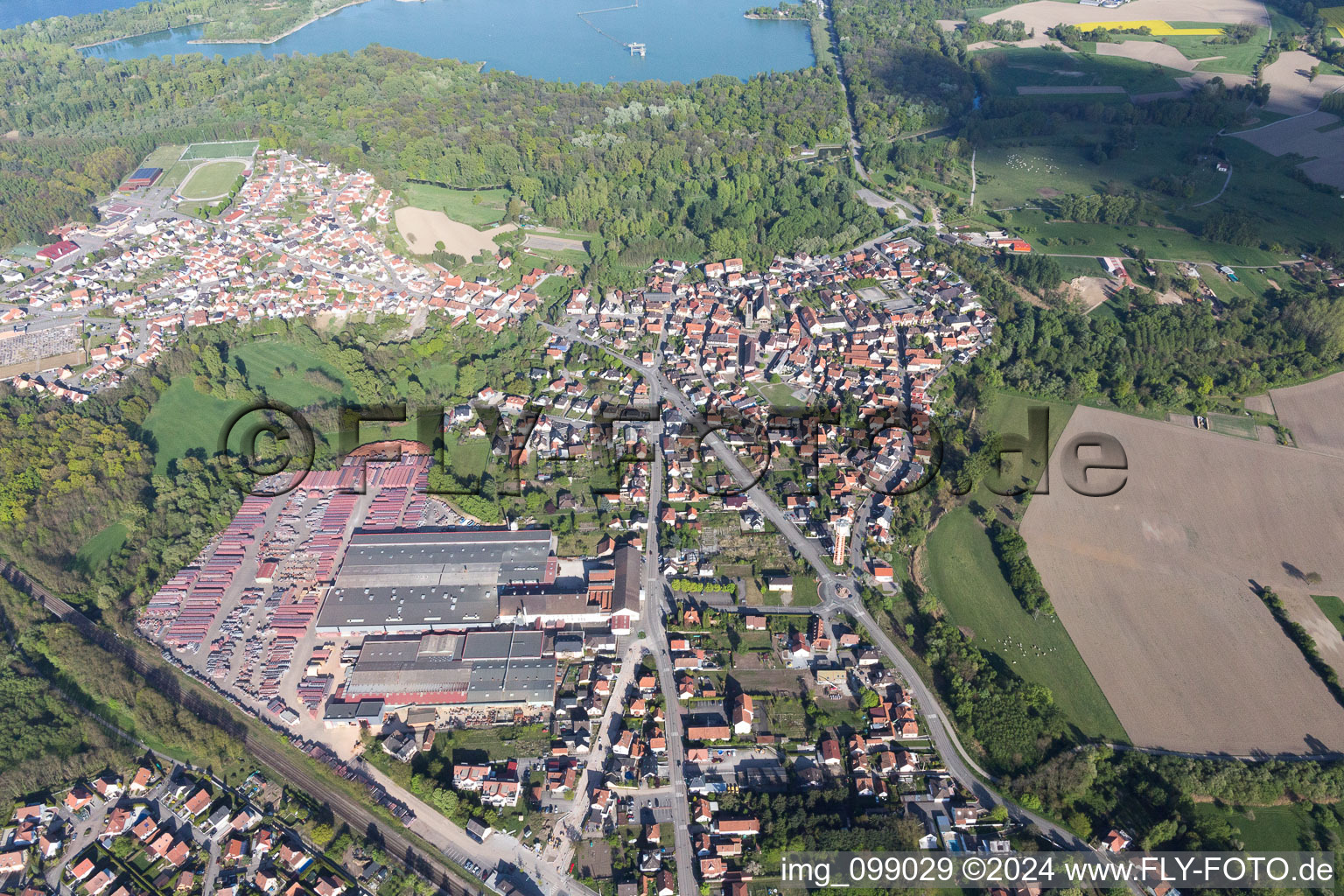 Aerial view of Seltz in the state Bas-Rhin, France