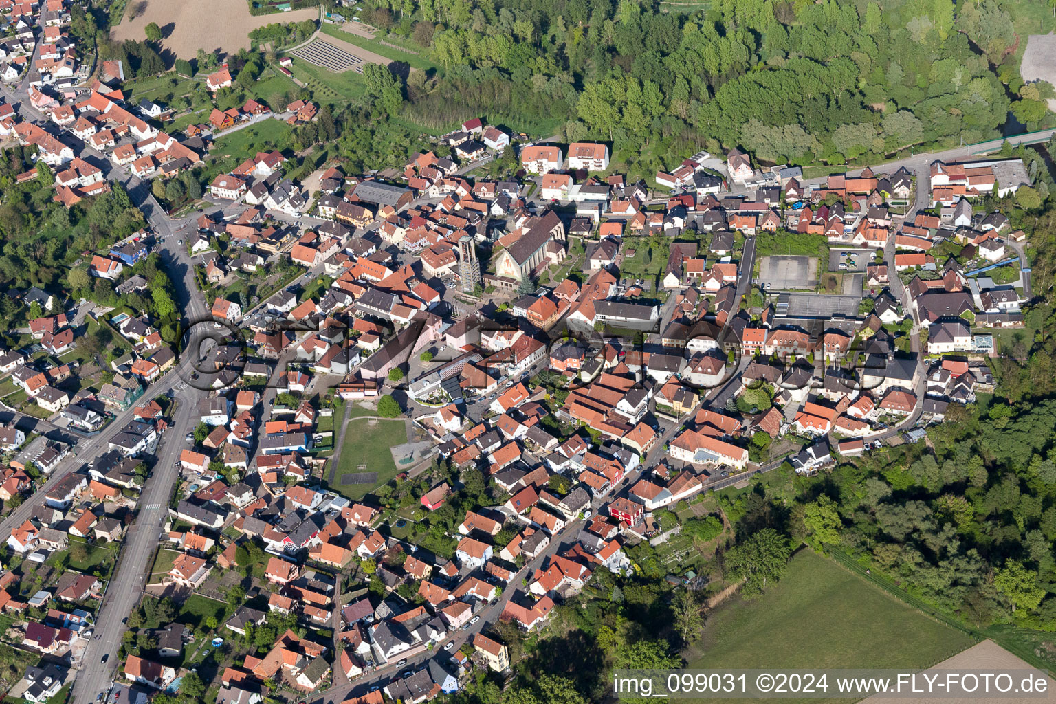 Aerial photograpy of Seltz in the state Bas-Rhin, France