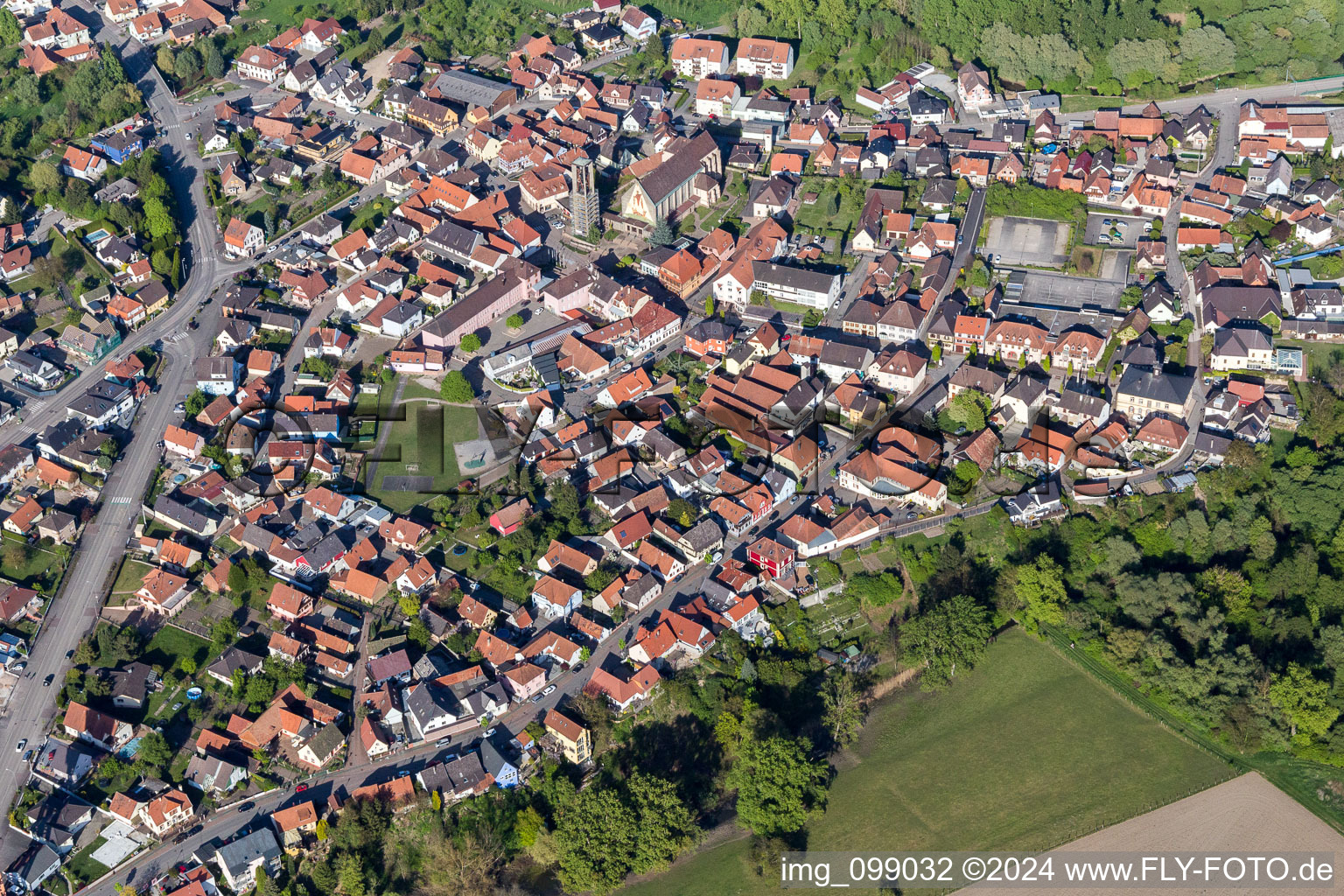Town View of the streets and houses of the residential areas in Seltz in Grand Est, France