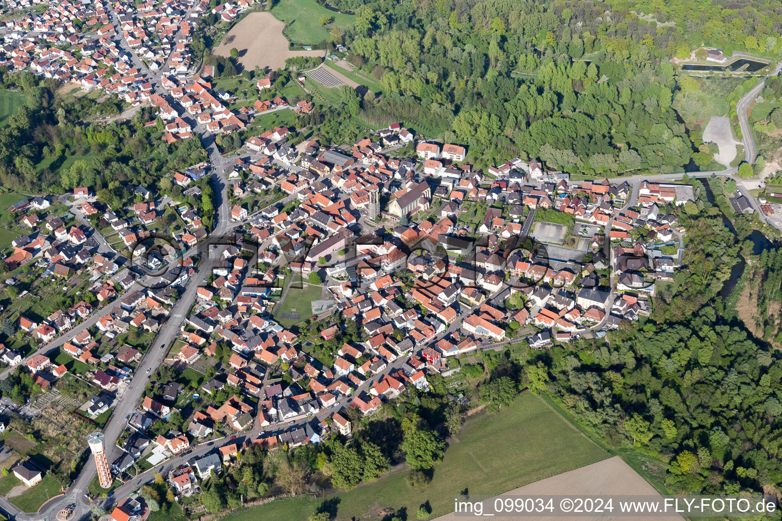 Oblique view of Seltz in the state Bas-Rhin, France