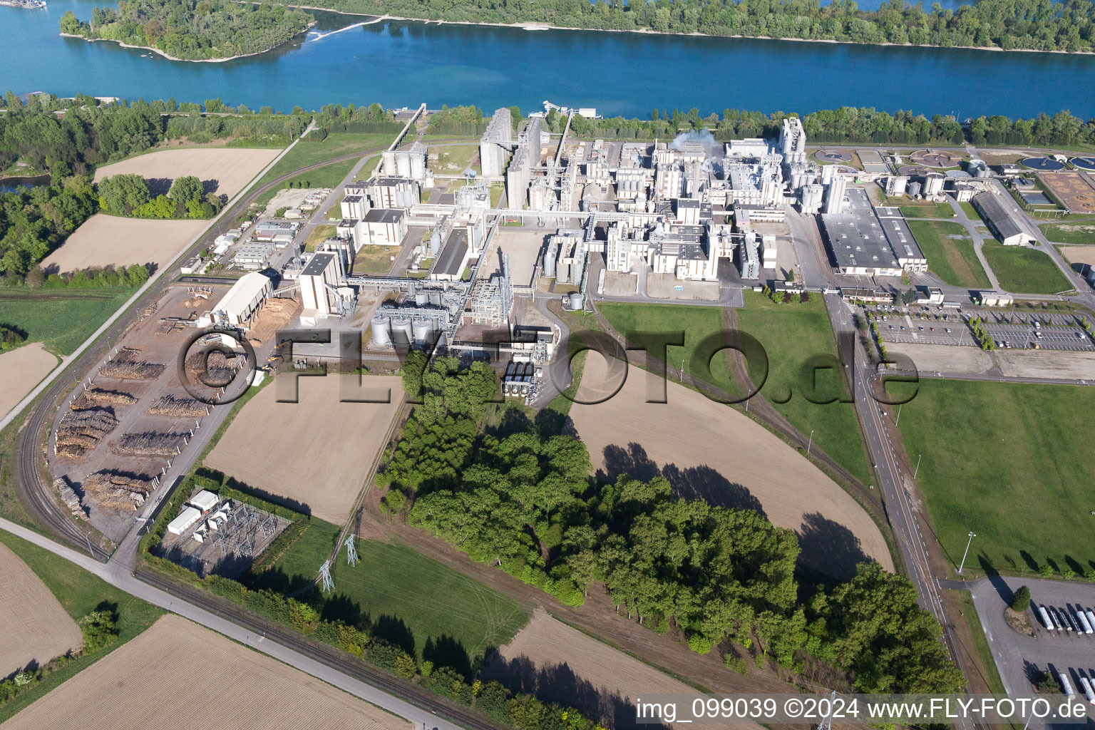 Beinheim in the state Bas-Rhin, France from a drone