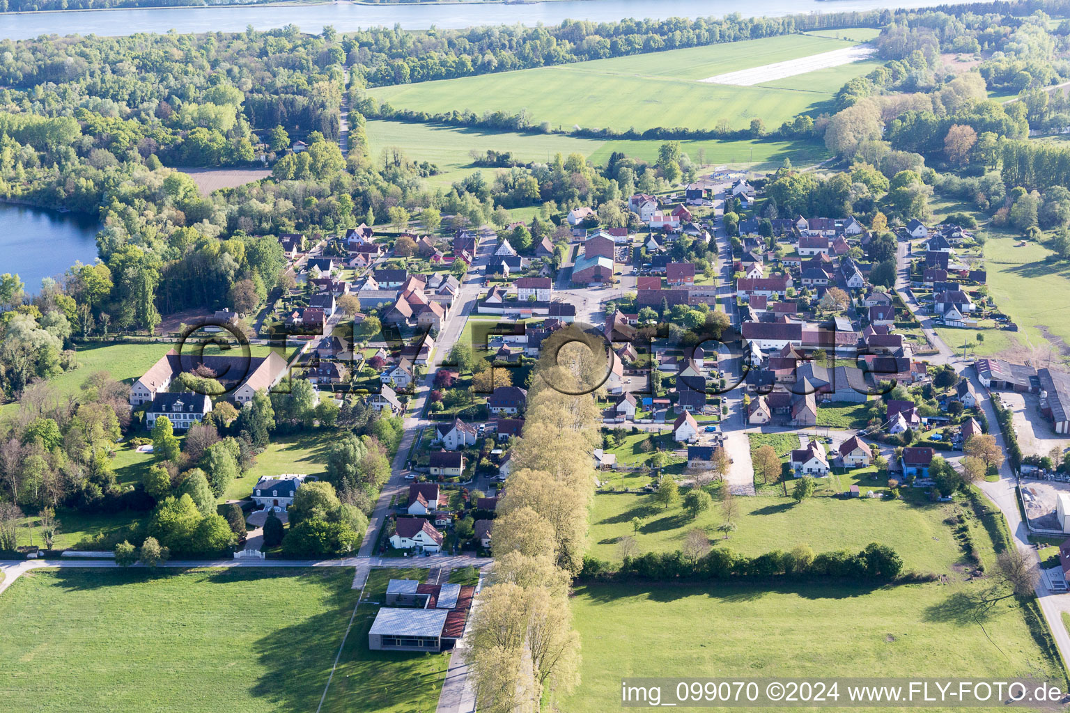 Bird's eye view of Fort-Louis in the state Bas-Rhin, France