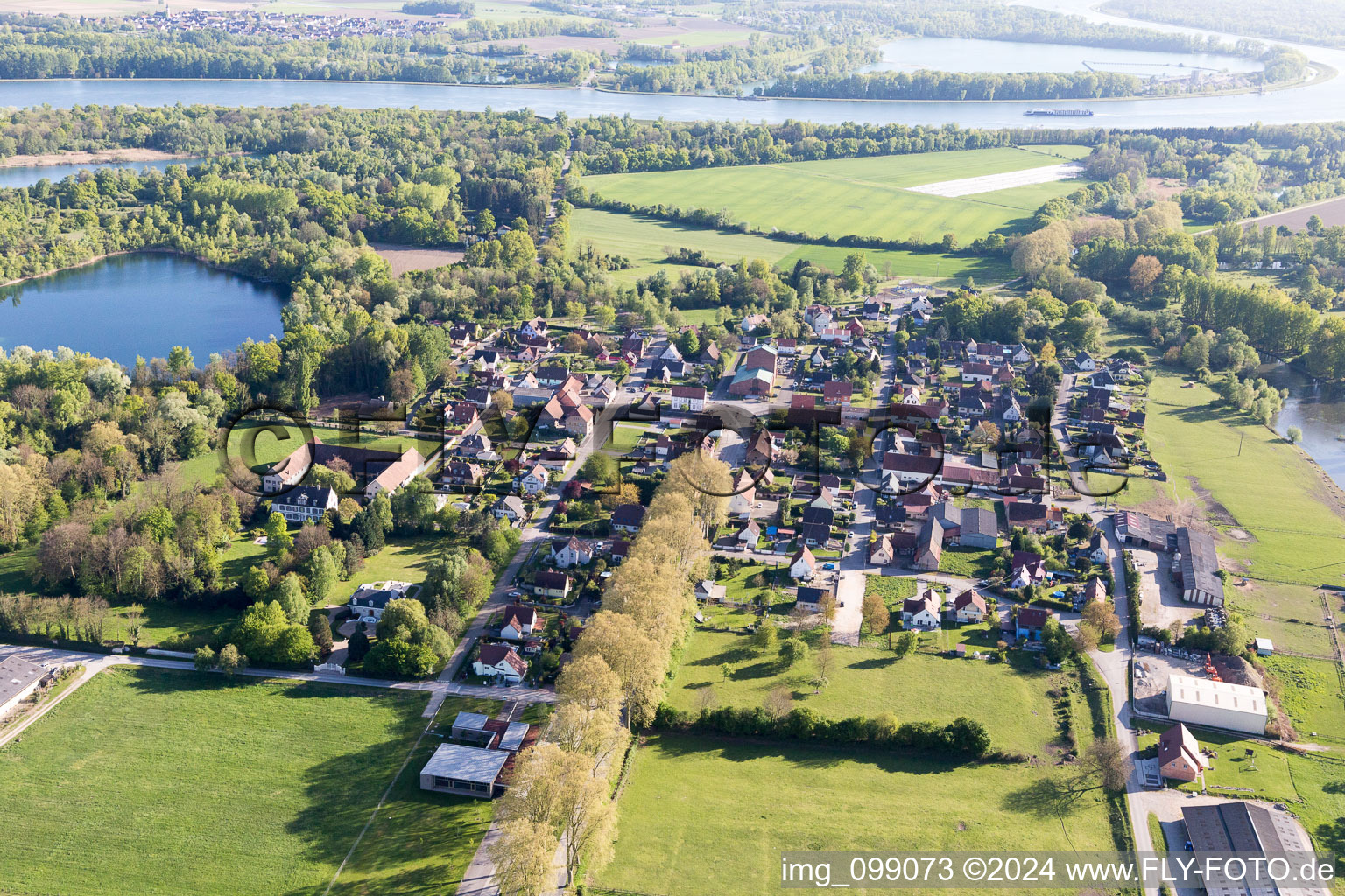 Drone recording of Fort-Louis in the state Bas-Rhin, France