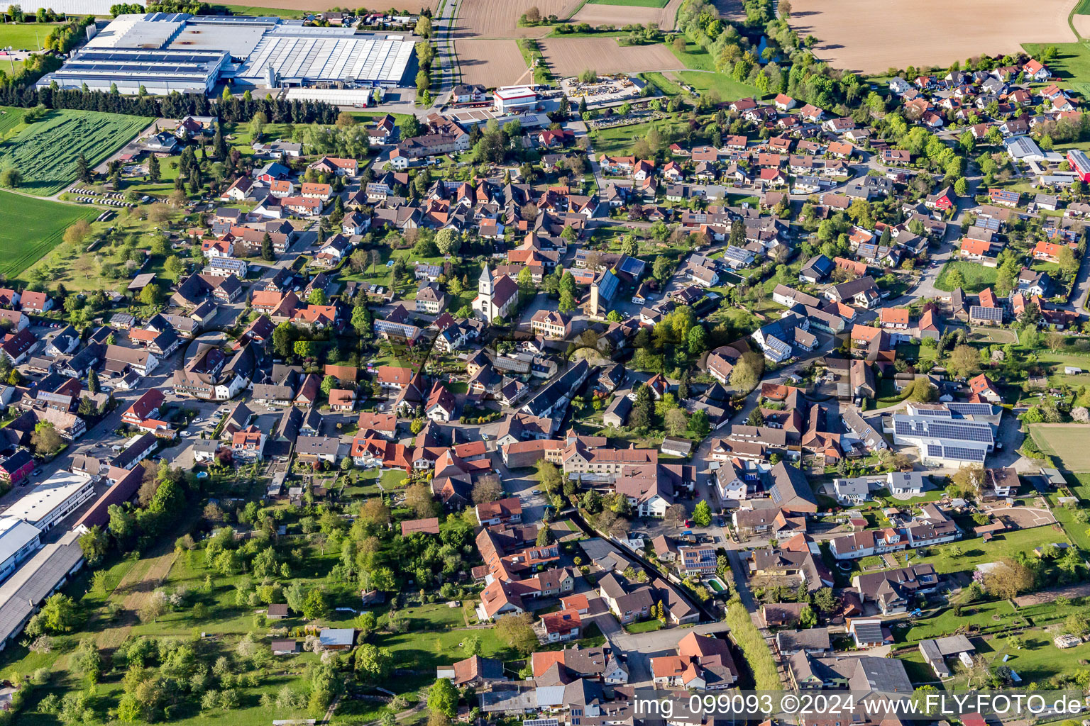 From the south in the district Scherzheim in Lichtenau in the state Baden-Wuerttemberg, Germany