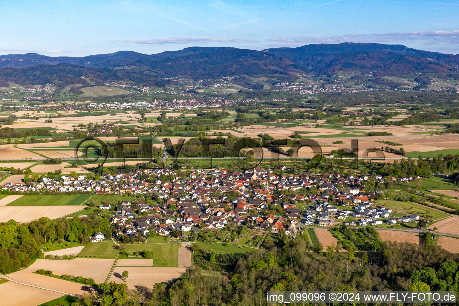 From the west in the district Unzhurst in Ottersweier in the state Baden-Wuerttemberg, Germany