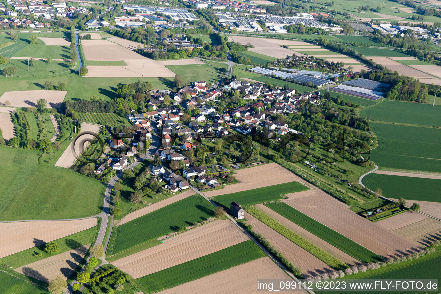 Aerial view of District Oberweier in Bühl in the state Baden-Wuerttemberg, Germany