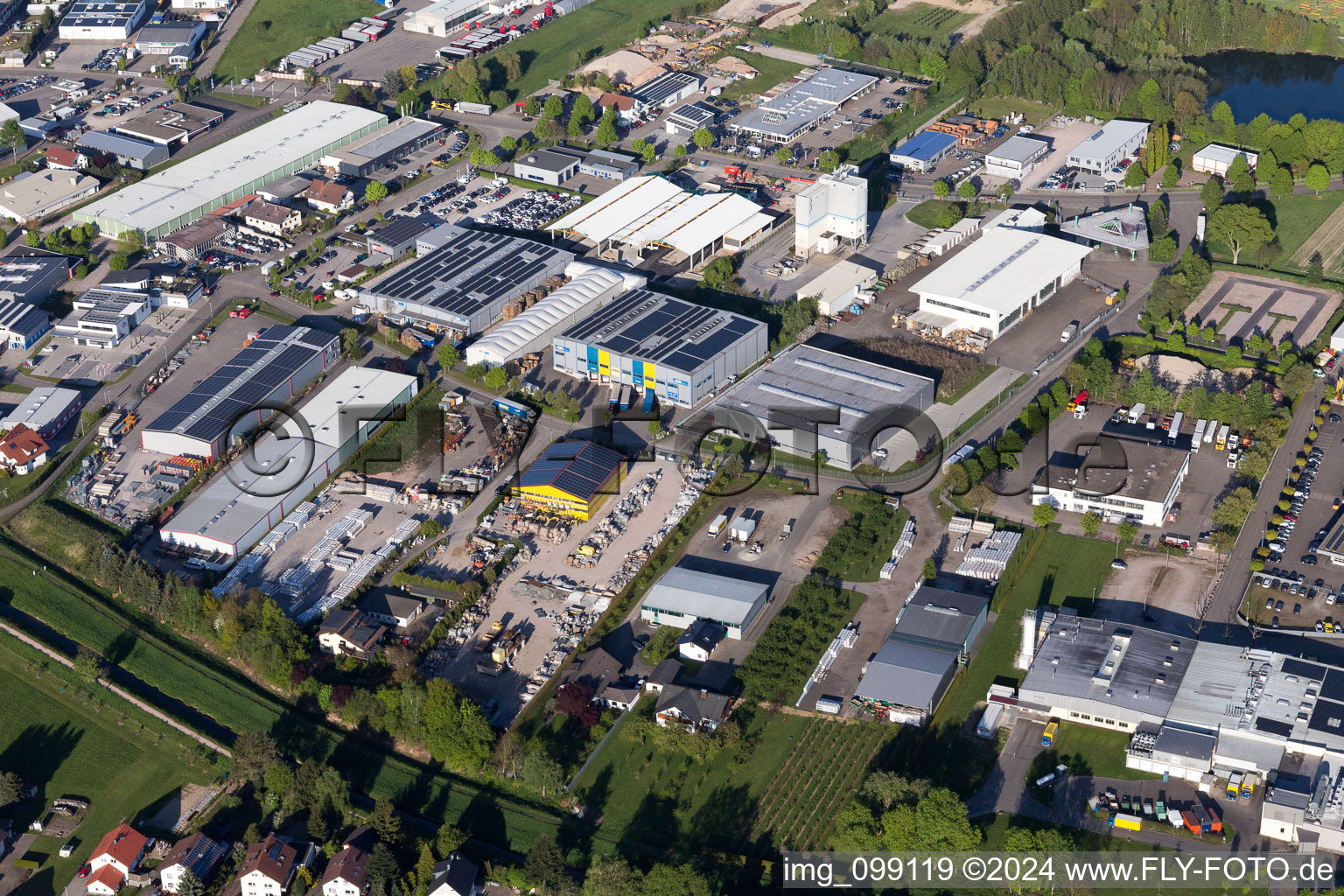 Aerial photograpy of Industrial Area West in the district Vimbuch in Bühl in the state Baden-Wuerttemberg, Germany