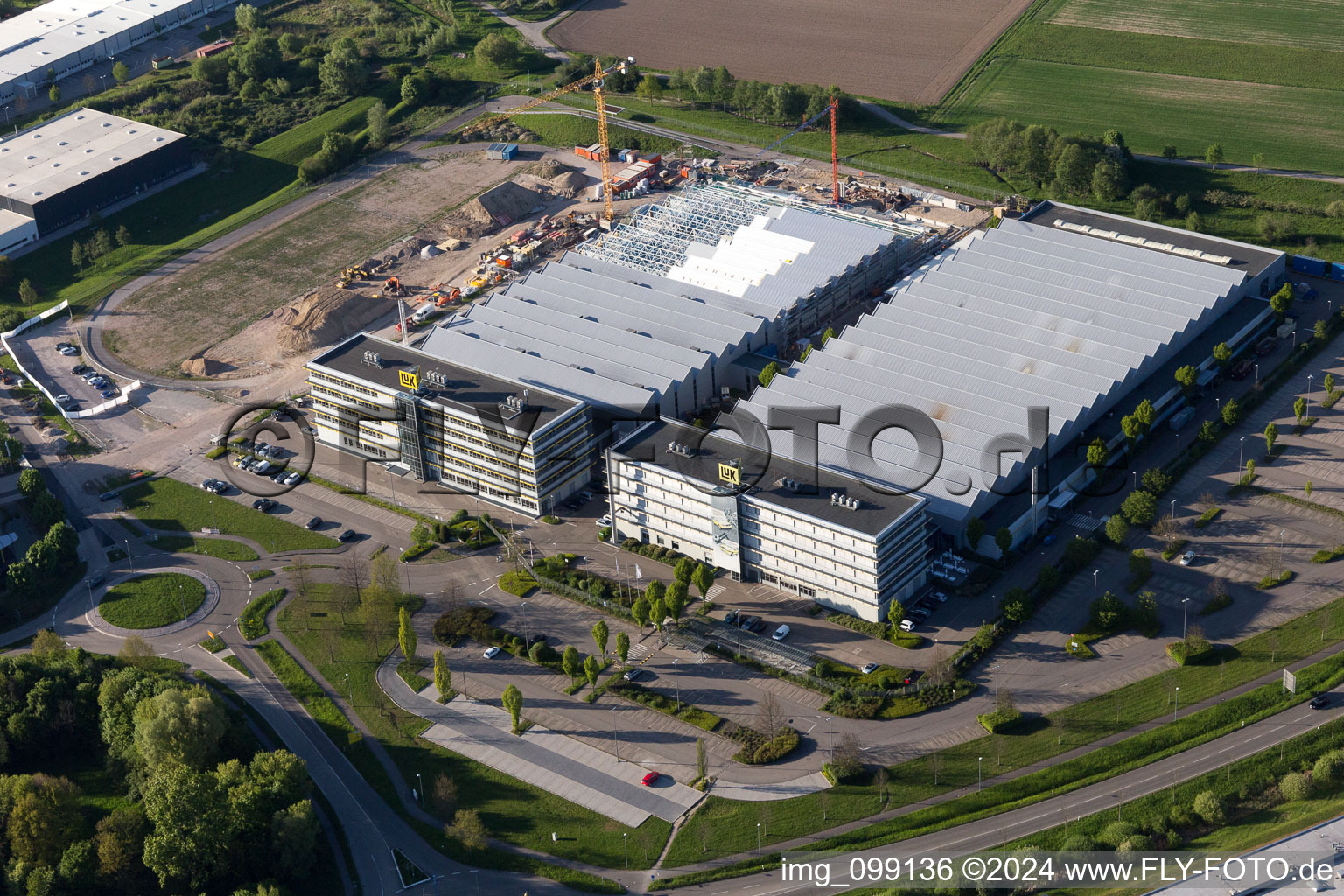 Industrial area Bußmatten Construction site LUK in Bühl in the state Baden-Wuerttemberg, Germany out of the air