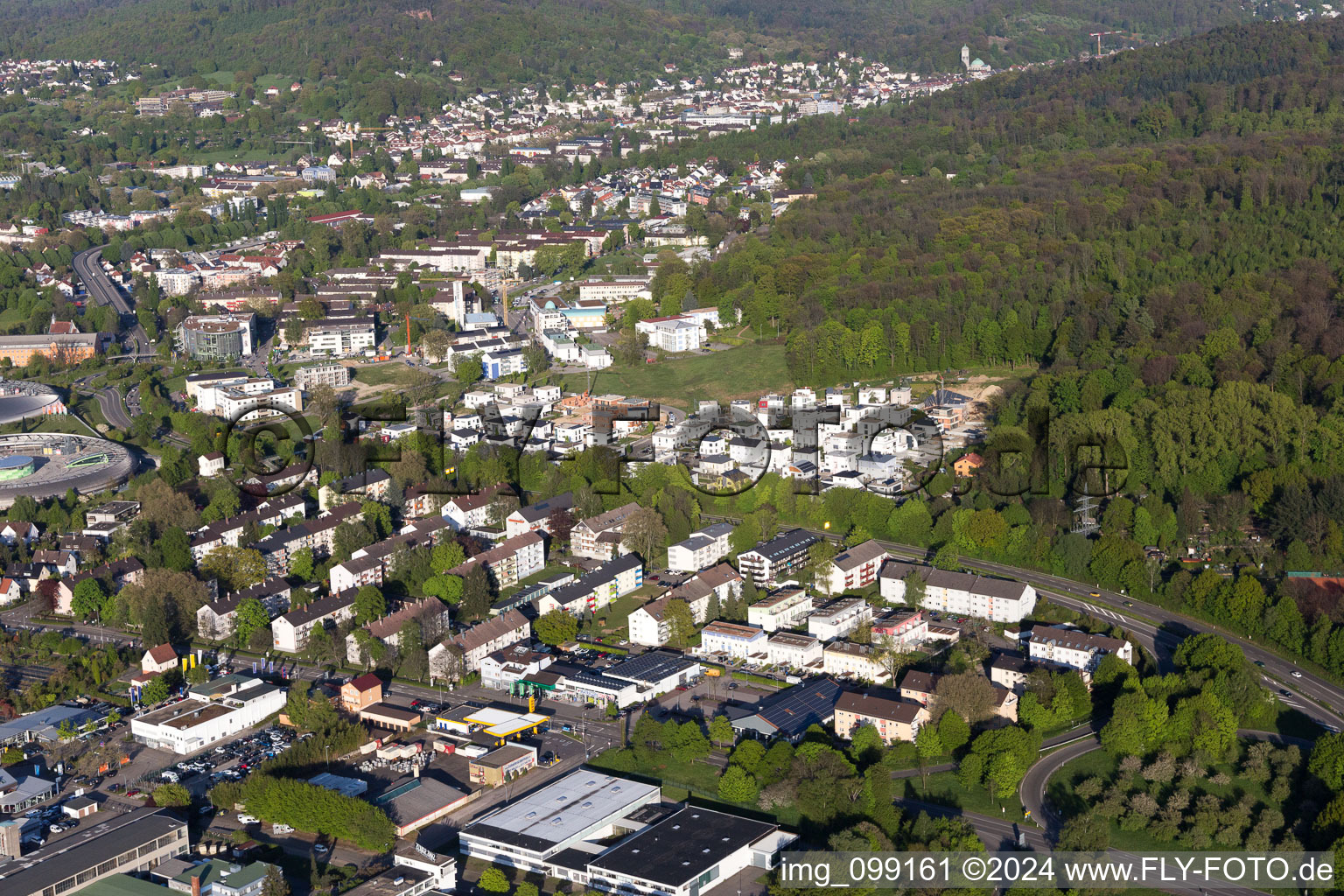 Aerial view of New development area Jalta Ring in the district Oos in Baden-Baden in the state Baden-Wuerttemberg, Germany