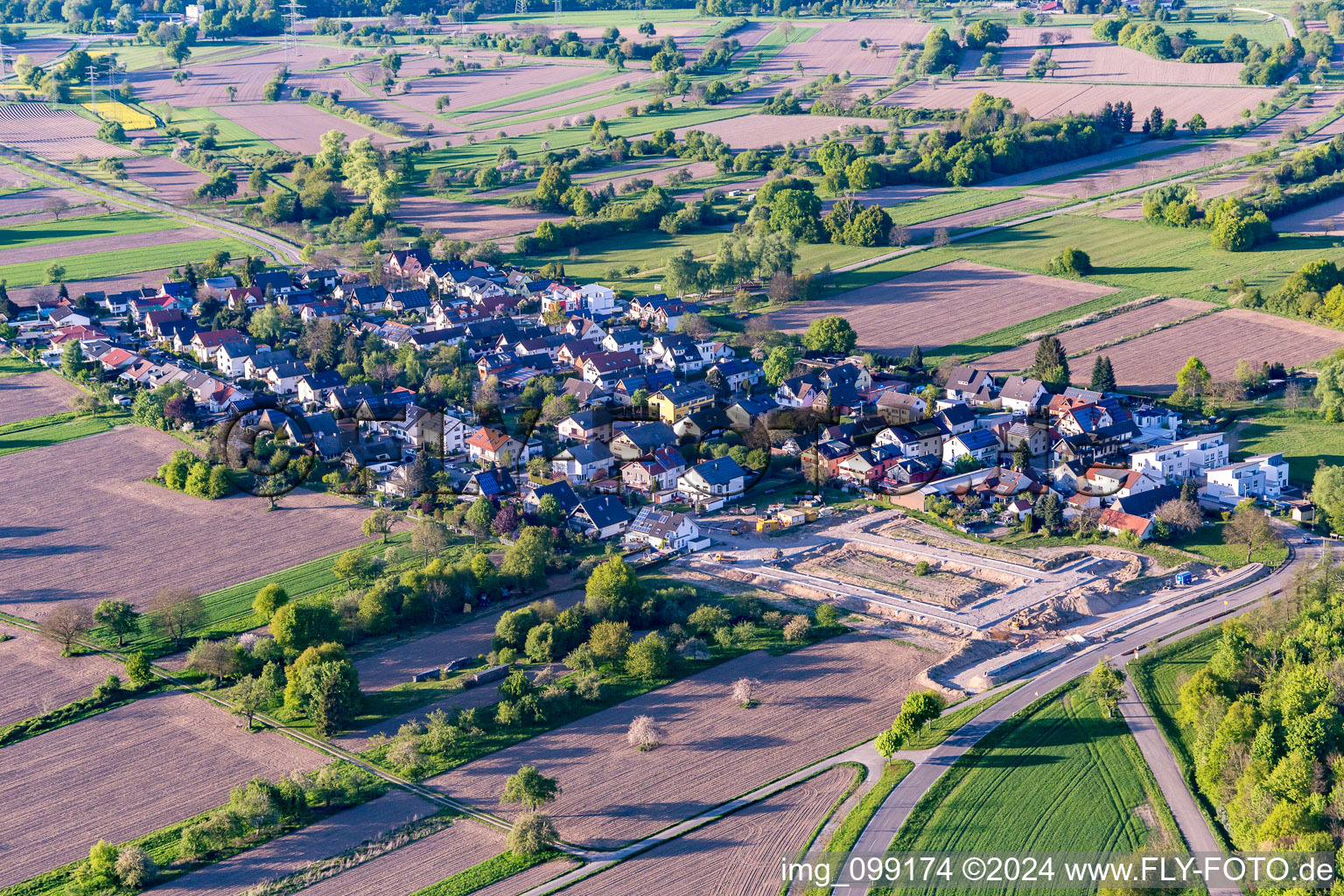 Aerial photograpy of District Förch in Rastatt in the state Baden-Wuerttemberg, Germany