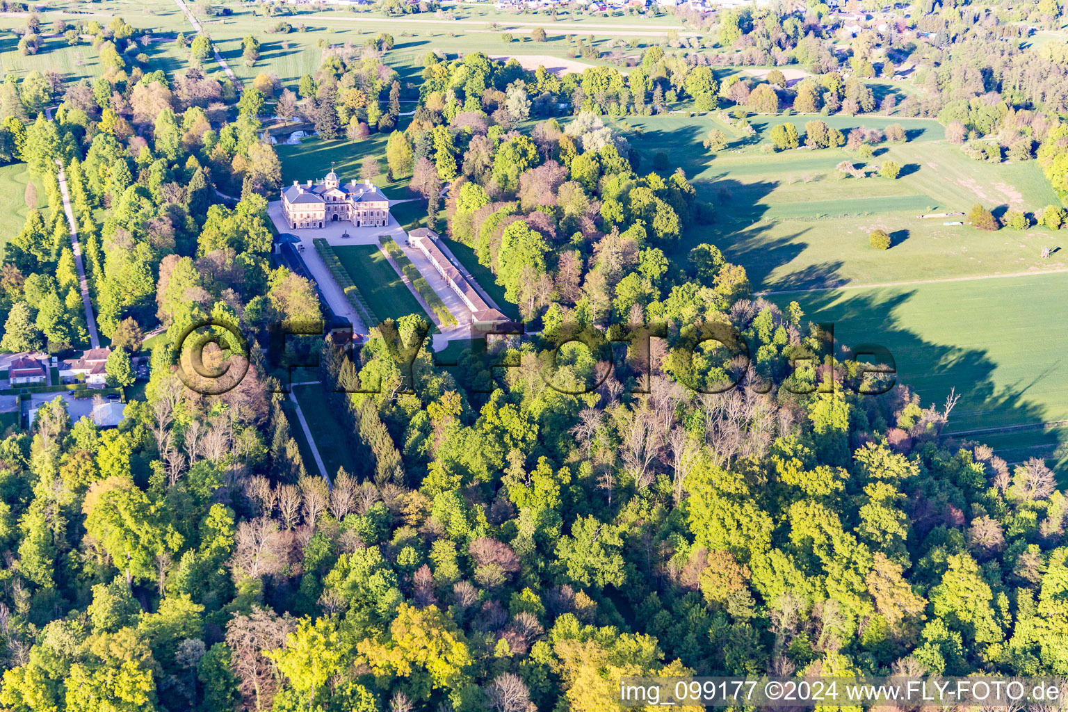 Castle Favorite at Förch in the district Förch in Rastatt in the state Baden-Wuerttemberg, Germany out of the air