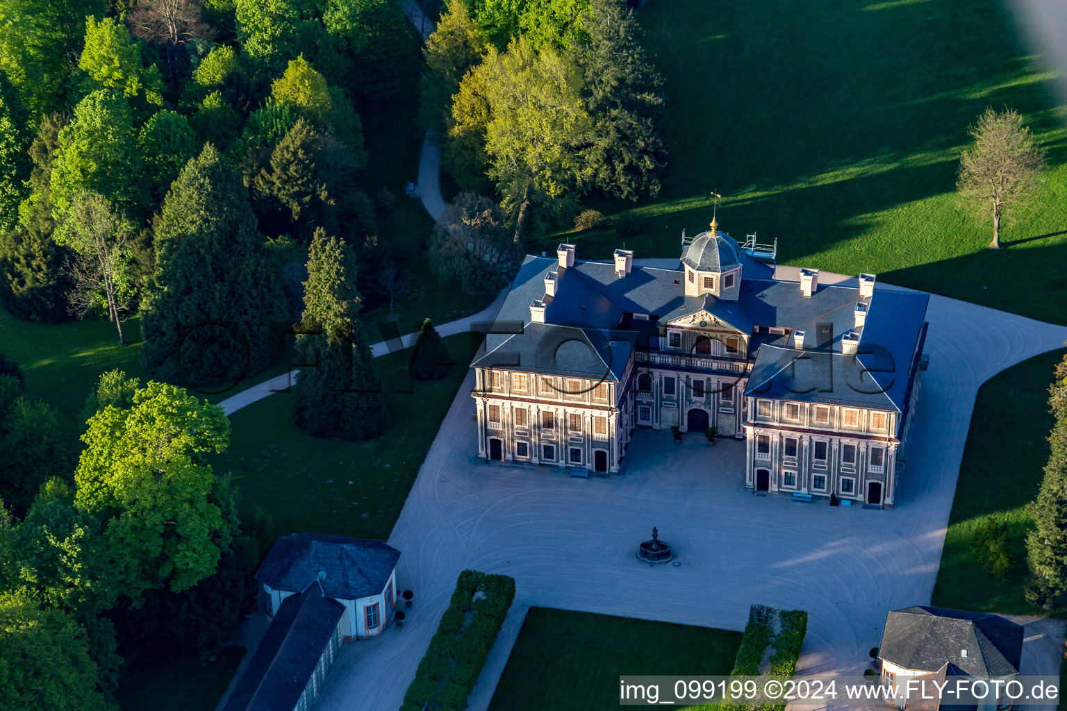 Castle Favorite at Förch in the district Förch in Rastatt in the state Baden-Wuerttemberg, Germany out of the air