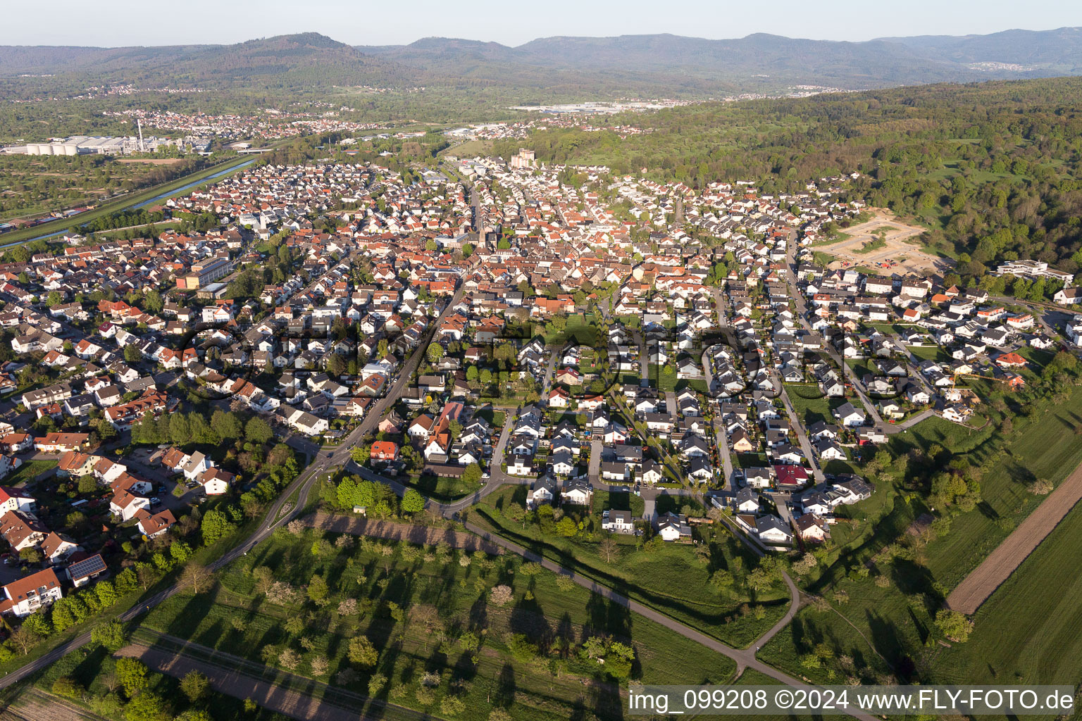 Kuppenheim in the state Baden-Wuerttemberg, Germany from the drone perspective