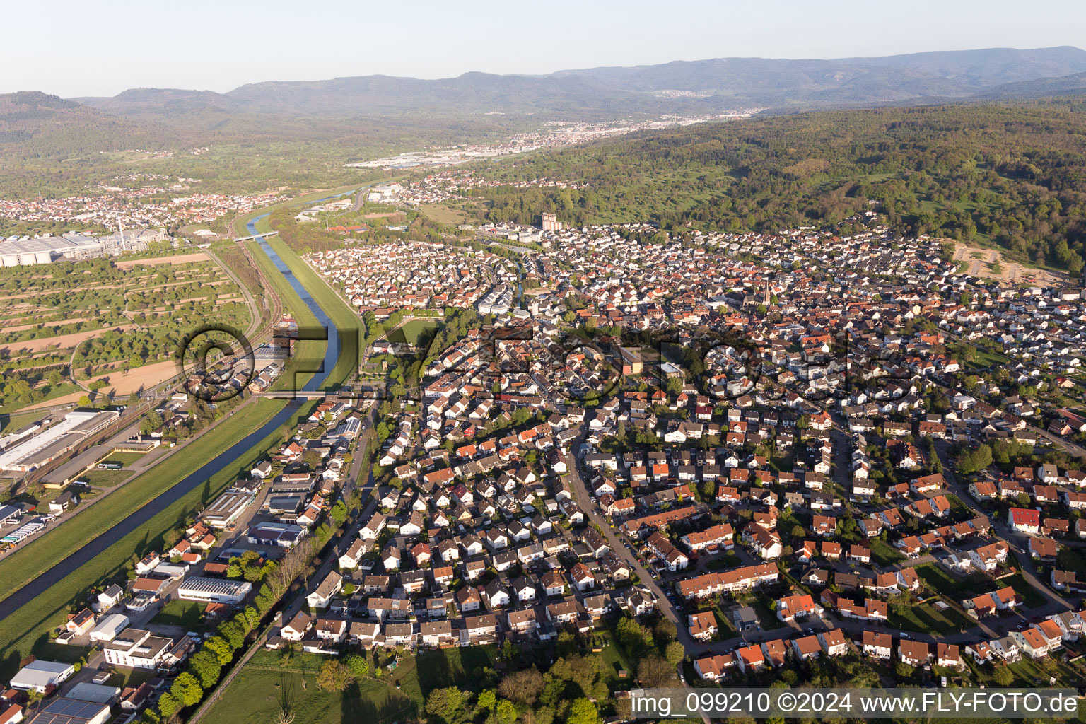 Kuppenheim in the state Baden-Wuerttemberg, Germany from a drone