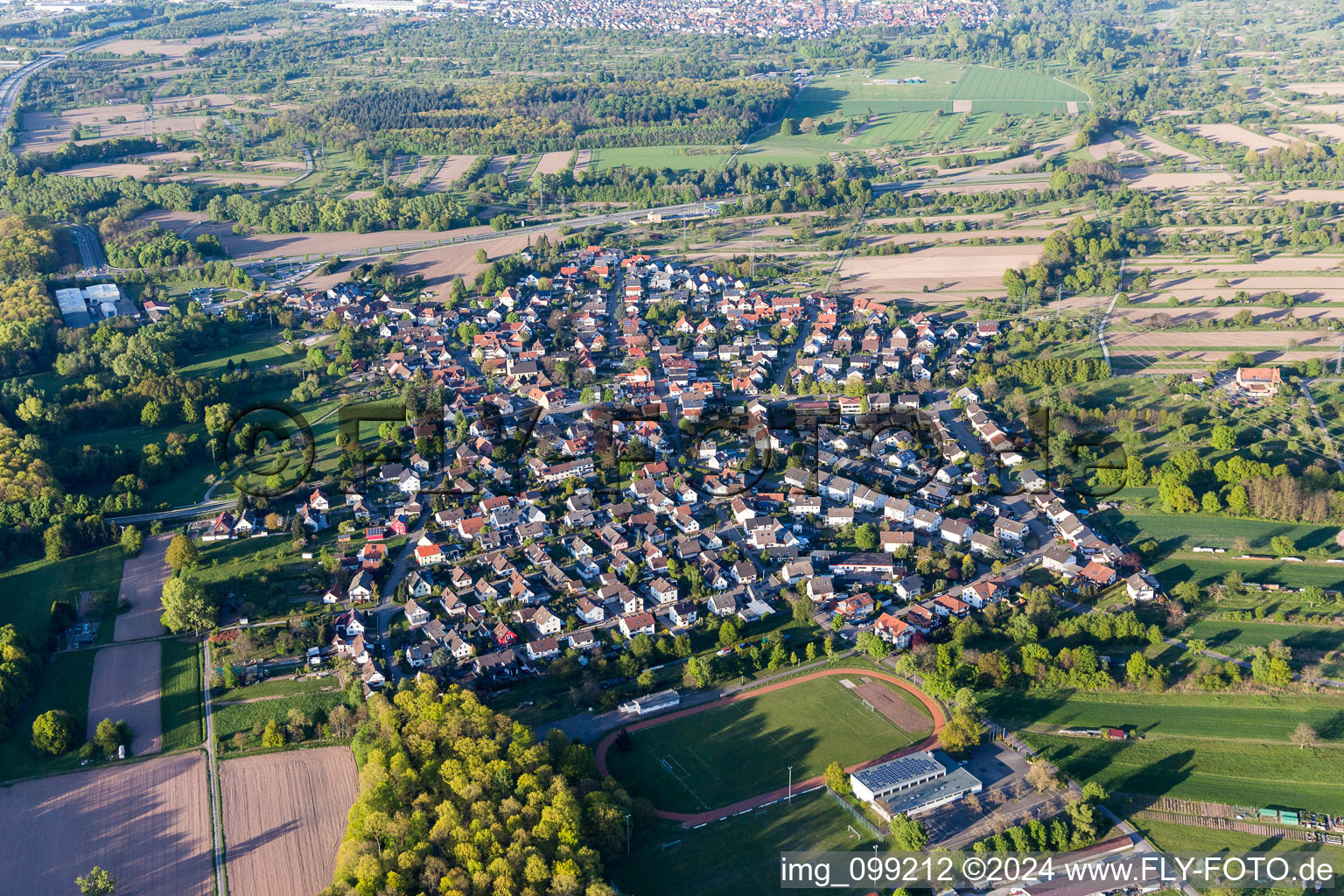 Town View of the streets and houses of the residential areas in the district Rauental in Rastatt in the state Baden-Wurttemberg, Germany