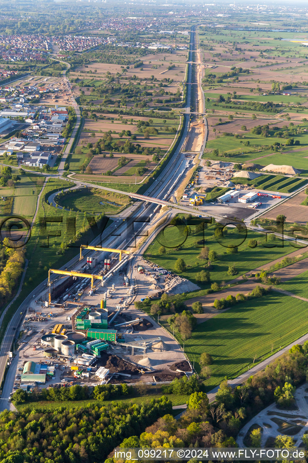 Züblin railway tunnel construction site in Ötigheim in the state Baden-Wuerttemberg, Germany