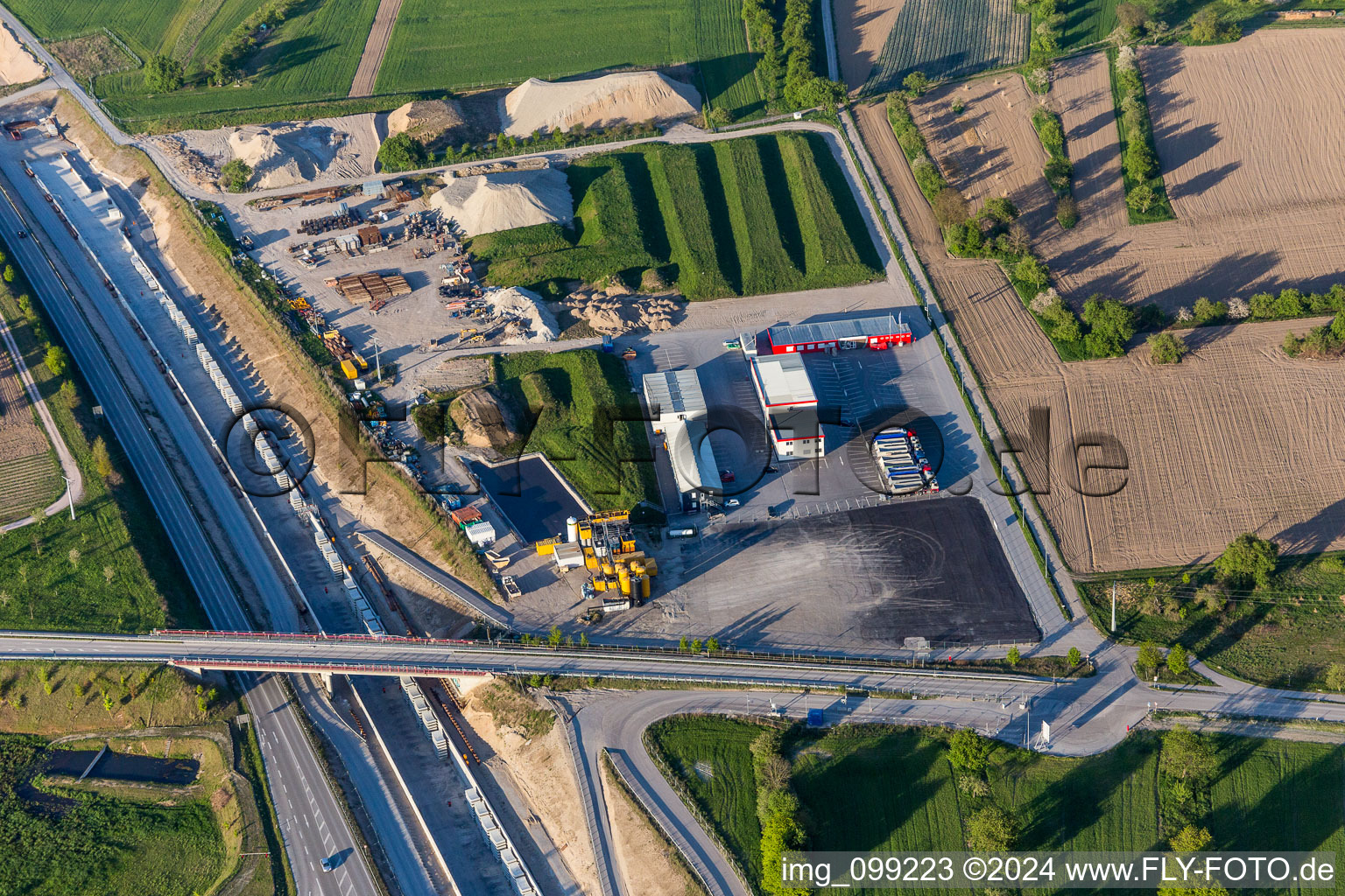 Construction site with tunnel guide for the route ICE-Tunnel Rastatt in Oetigheim in the state Baden-Wurttemberg, Germany