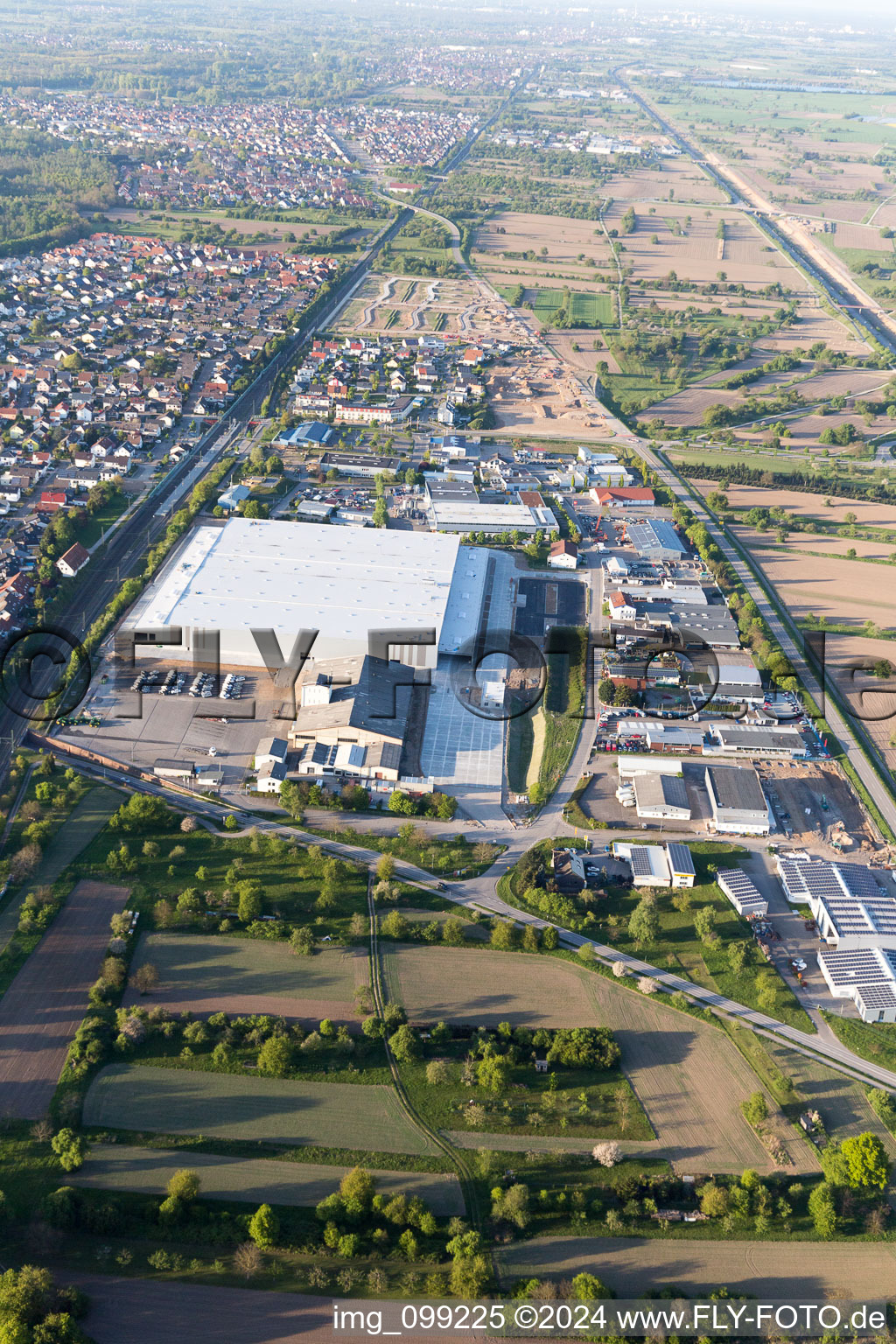 Aerial view of Ötigheim in the state Baden-Wuerttemberg, Germany