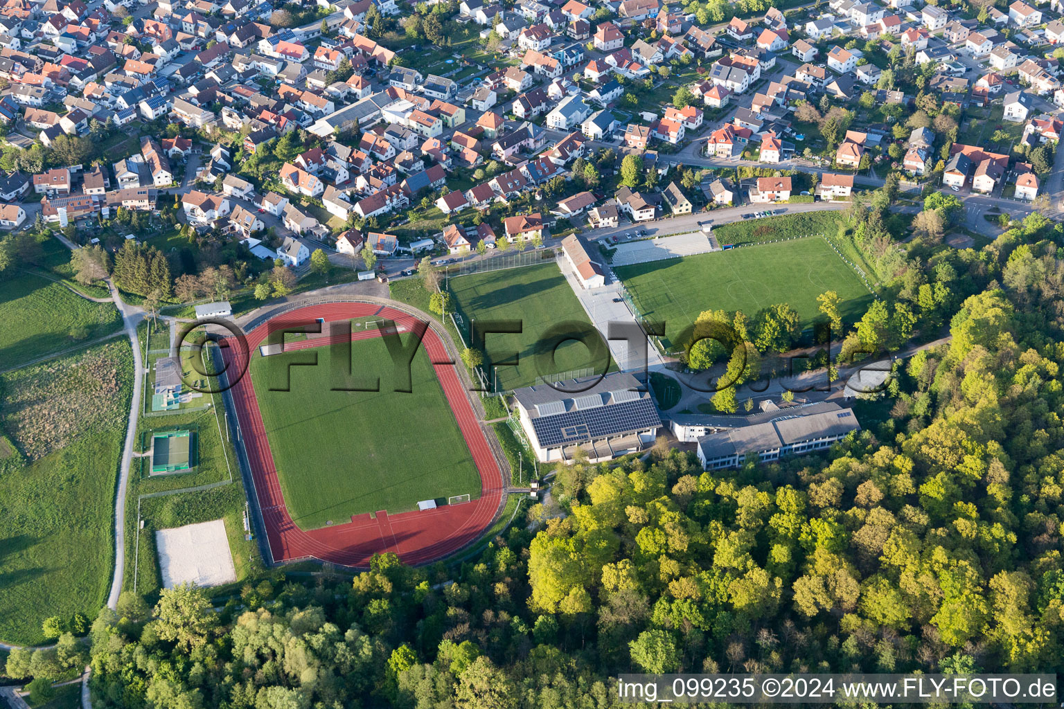 Ötigheim in the state Baden-Wuerttemberg, Germany viewn from the air