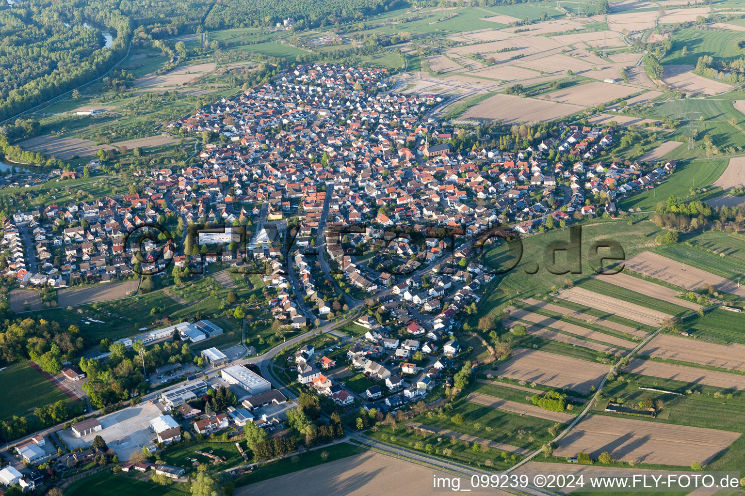 Au am Rhein in the state Baden-Wuerttemberg, Germany out of the air