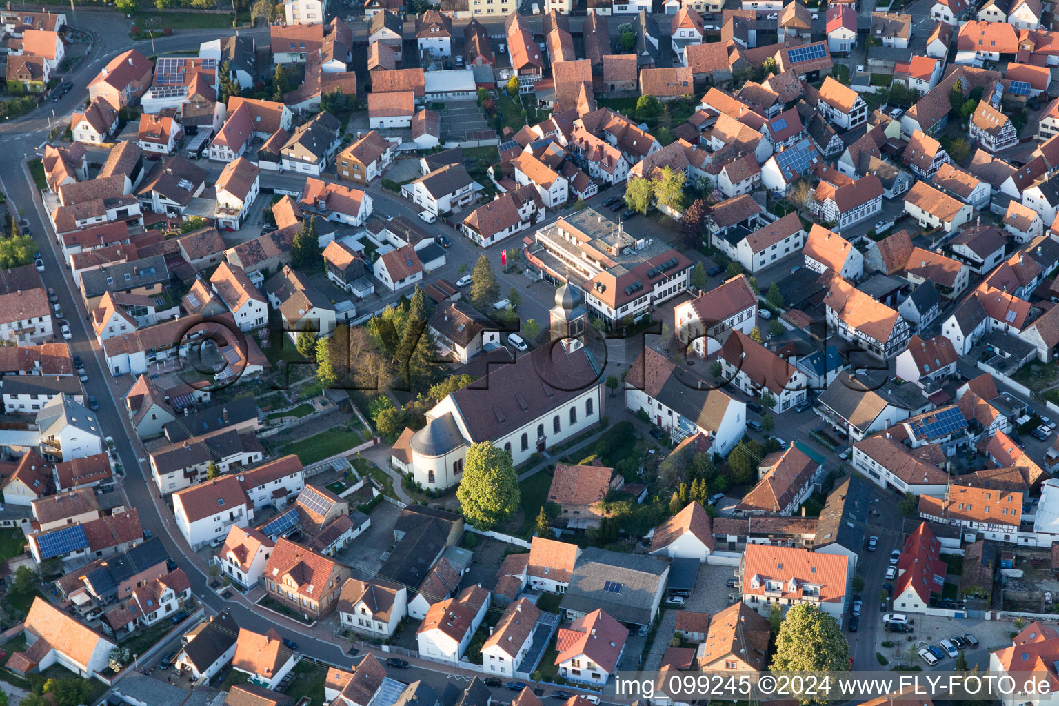 Hagenbach in the state Rhineland-Palatinate, Germany seen from above