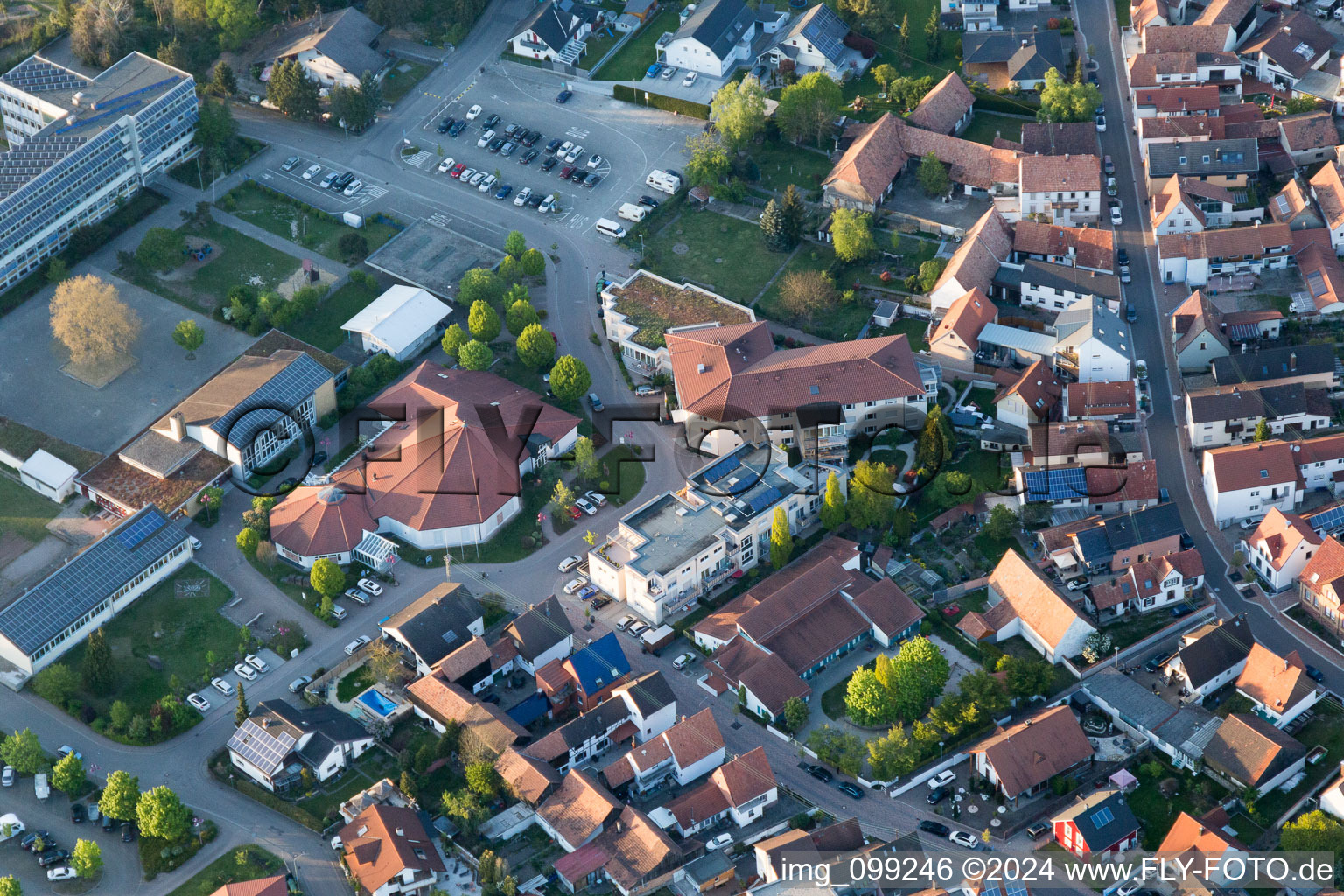 Hagenbach in the state Rhineland-Palatinate, Germany from the plane