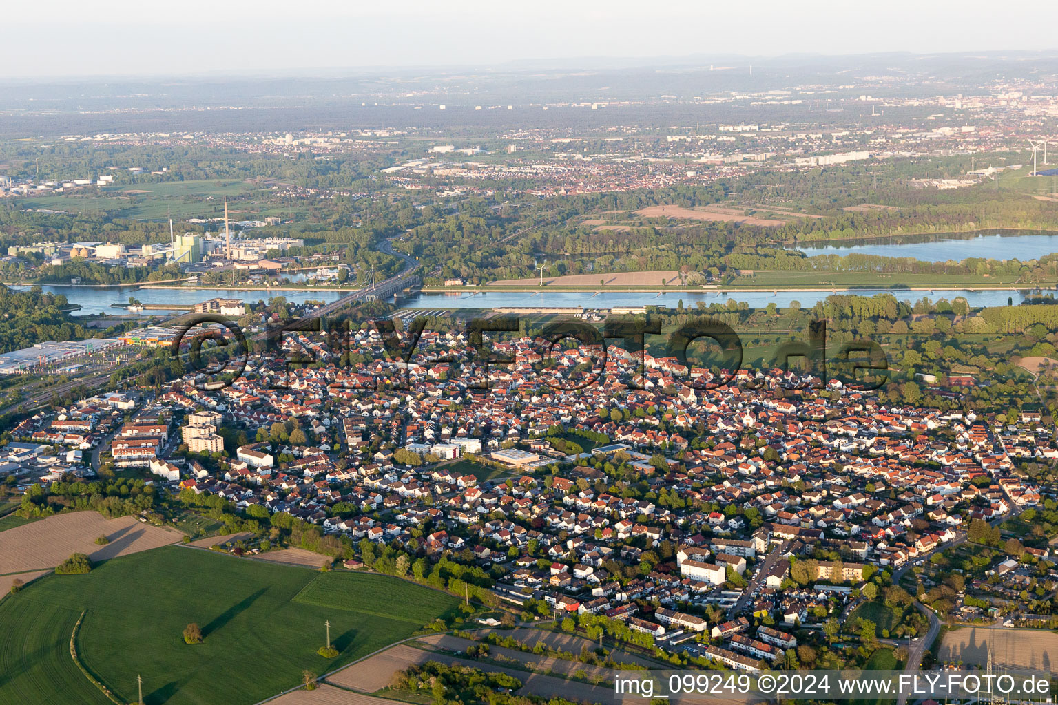 District Maximiliansau in Wörth am Rhein in the state Rhineland-Palatinate, Germany out of the air