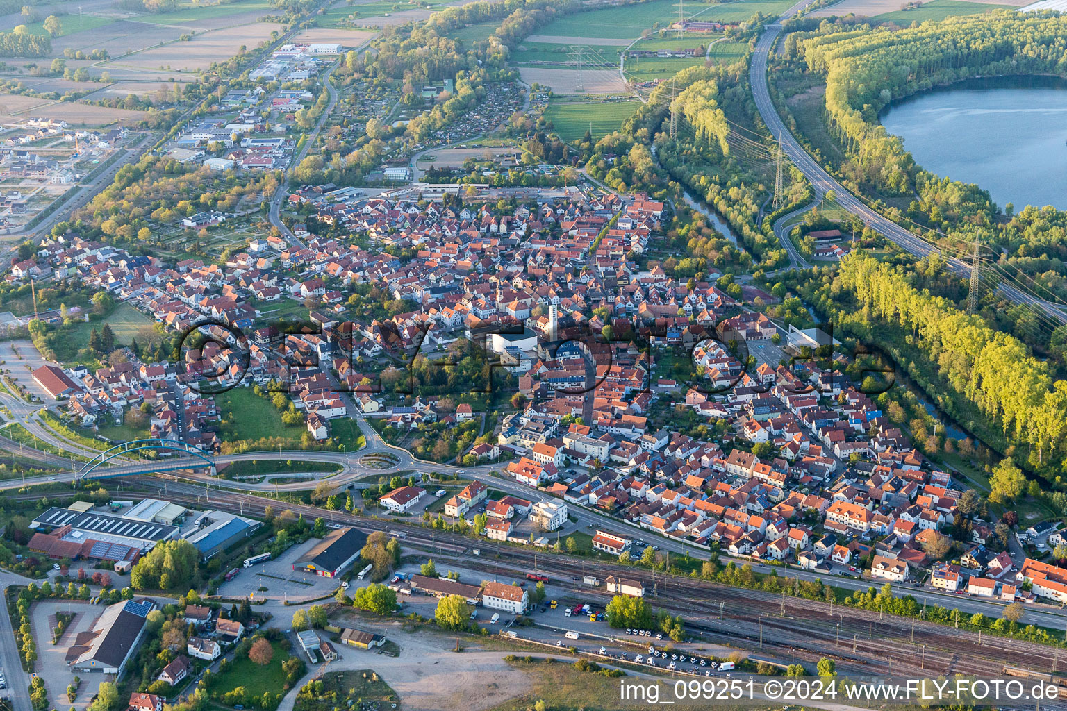 Town View of the streets and houses of the residential areas in Woerth am Rhein in the state Rhineland-Palatinate, Germany