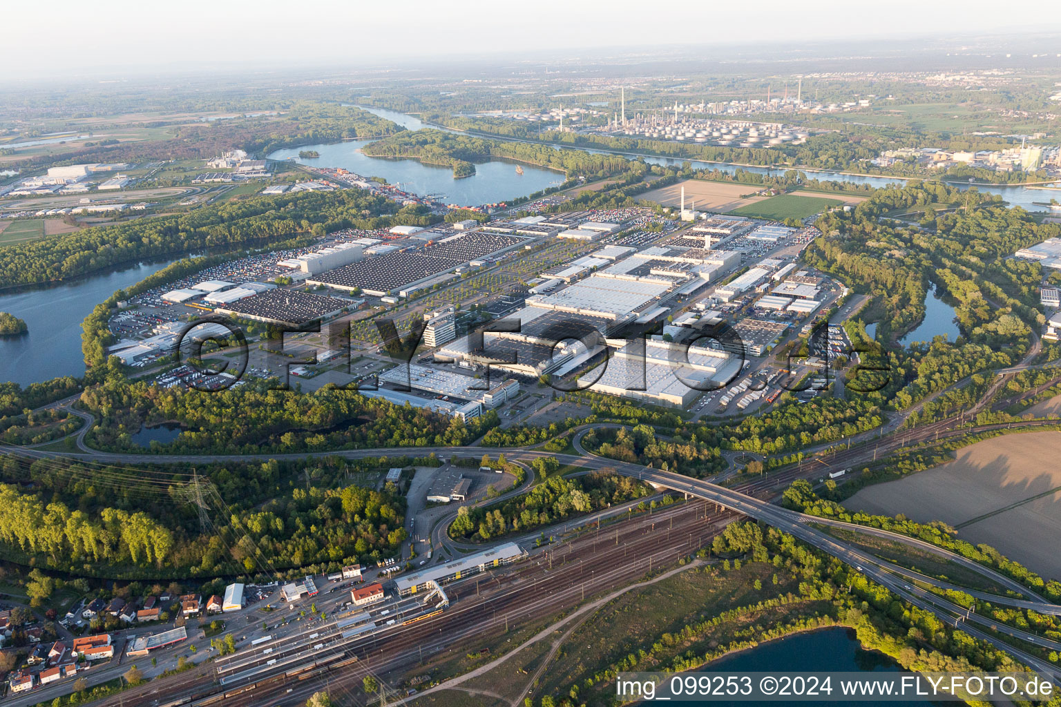 Drone image of Wörth am Rhein in the state Rhineland-Palatinate, Germany