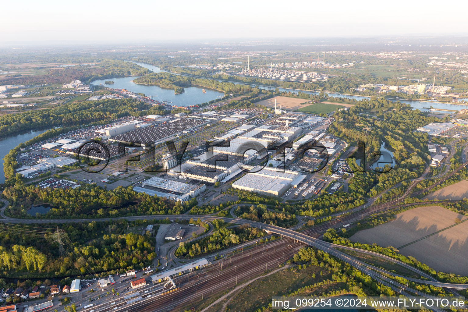 Wörth am Rhein in the state Rhineland-Palatinate, Germany from the drone perspective