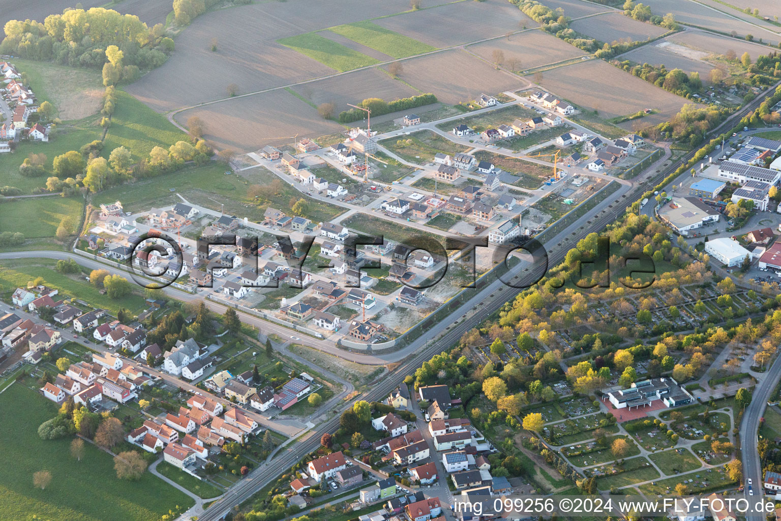 Wörth am Rhein in the state Rhineland-Palatinate, Germany seen from a drone