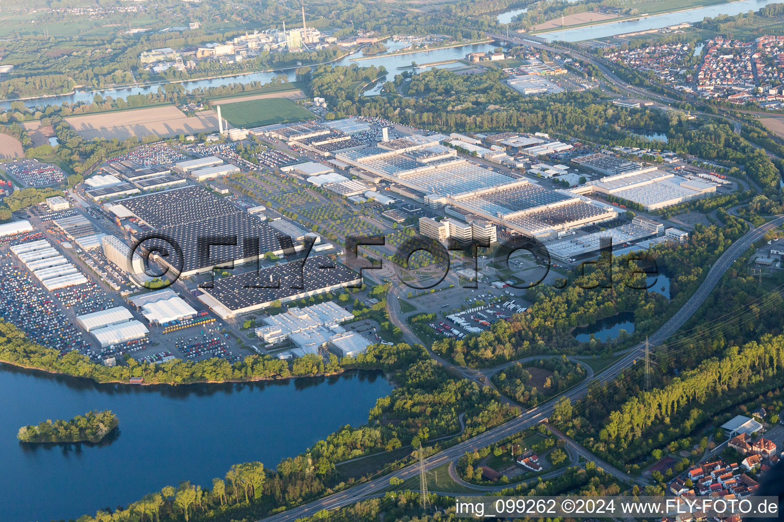 Aerial photograpy of Wörth am Rhein in the state Rhineland-Palatinate, Germany